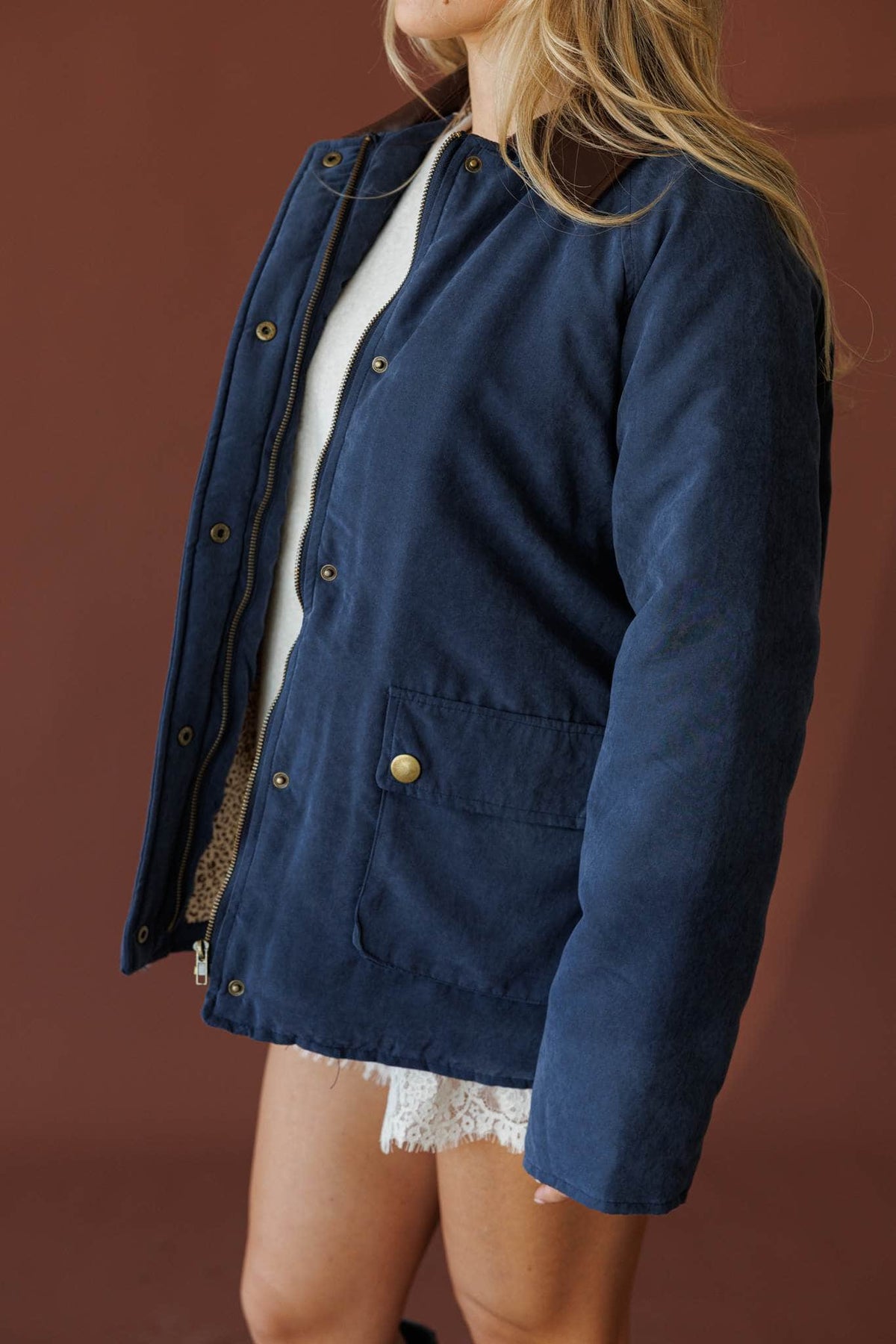 Navy quilted barn jacket