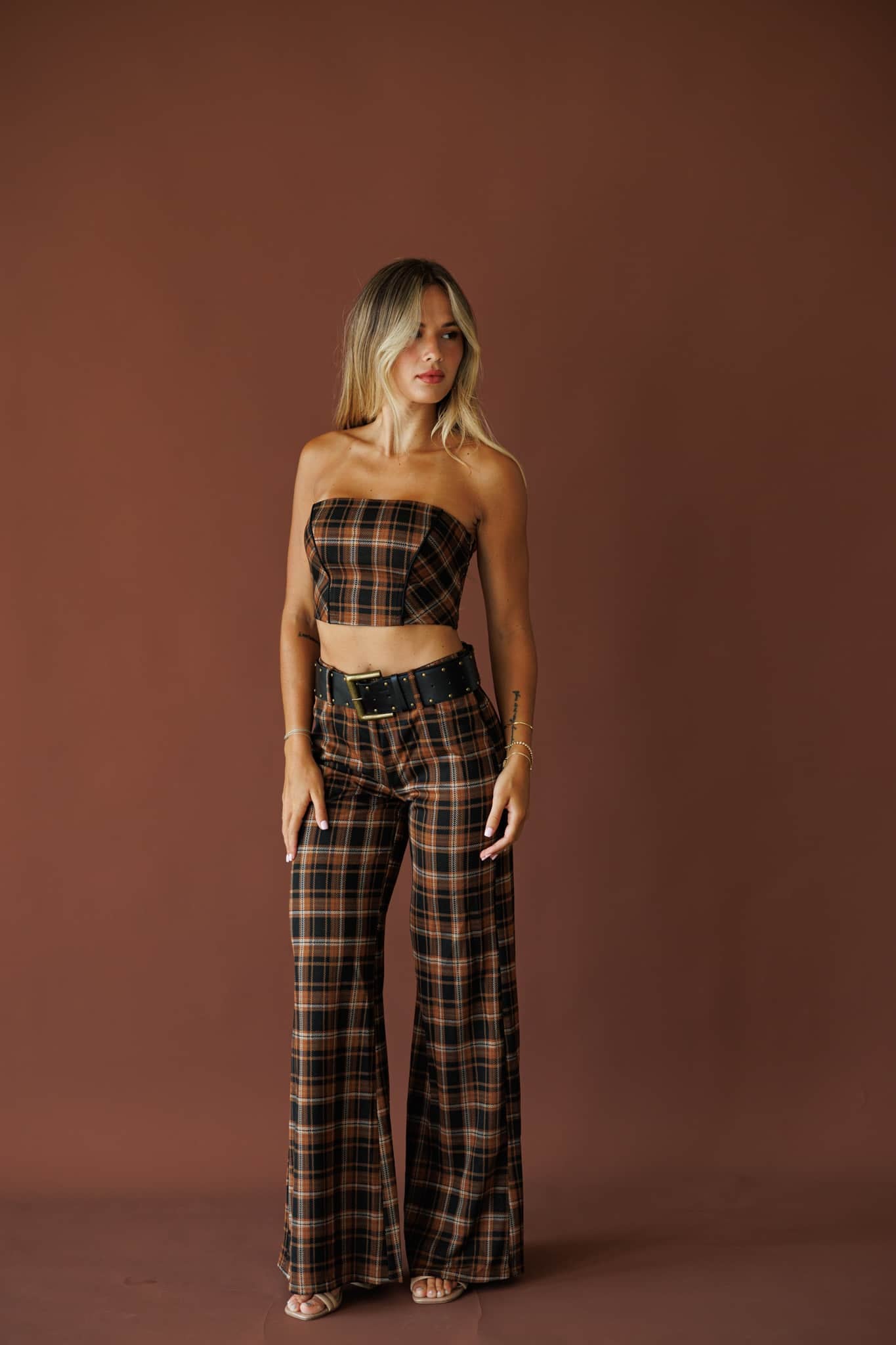 Runaway West Plaid Belted Pants