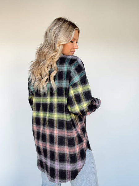 Green Plaid Flannel Oversized Shirt