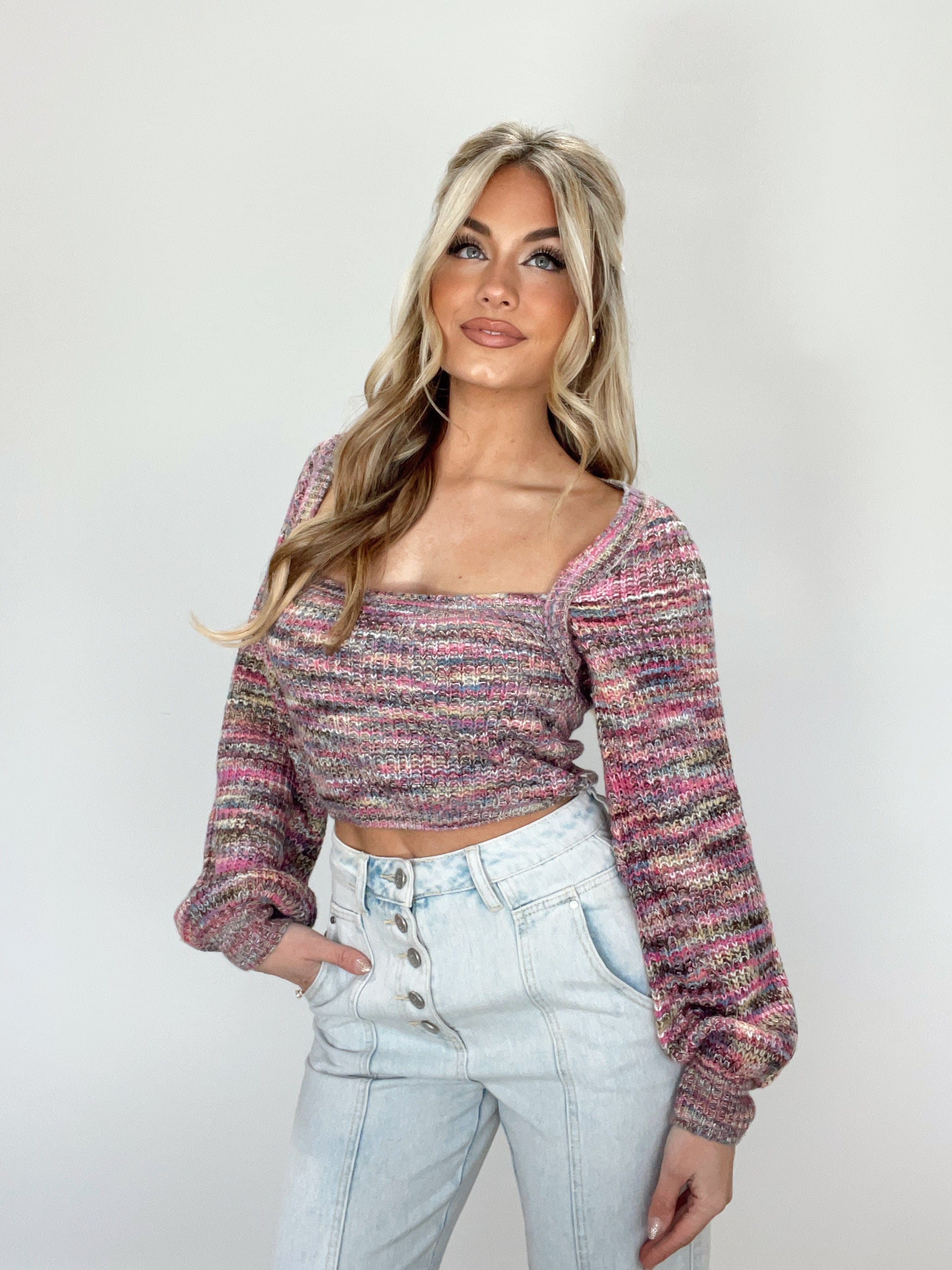 ACT11793 cropped square neck bolero style sweater ACOA