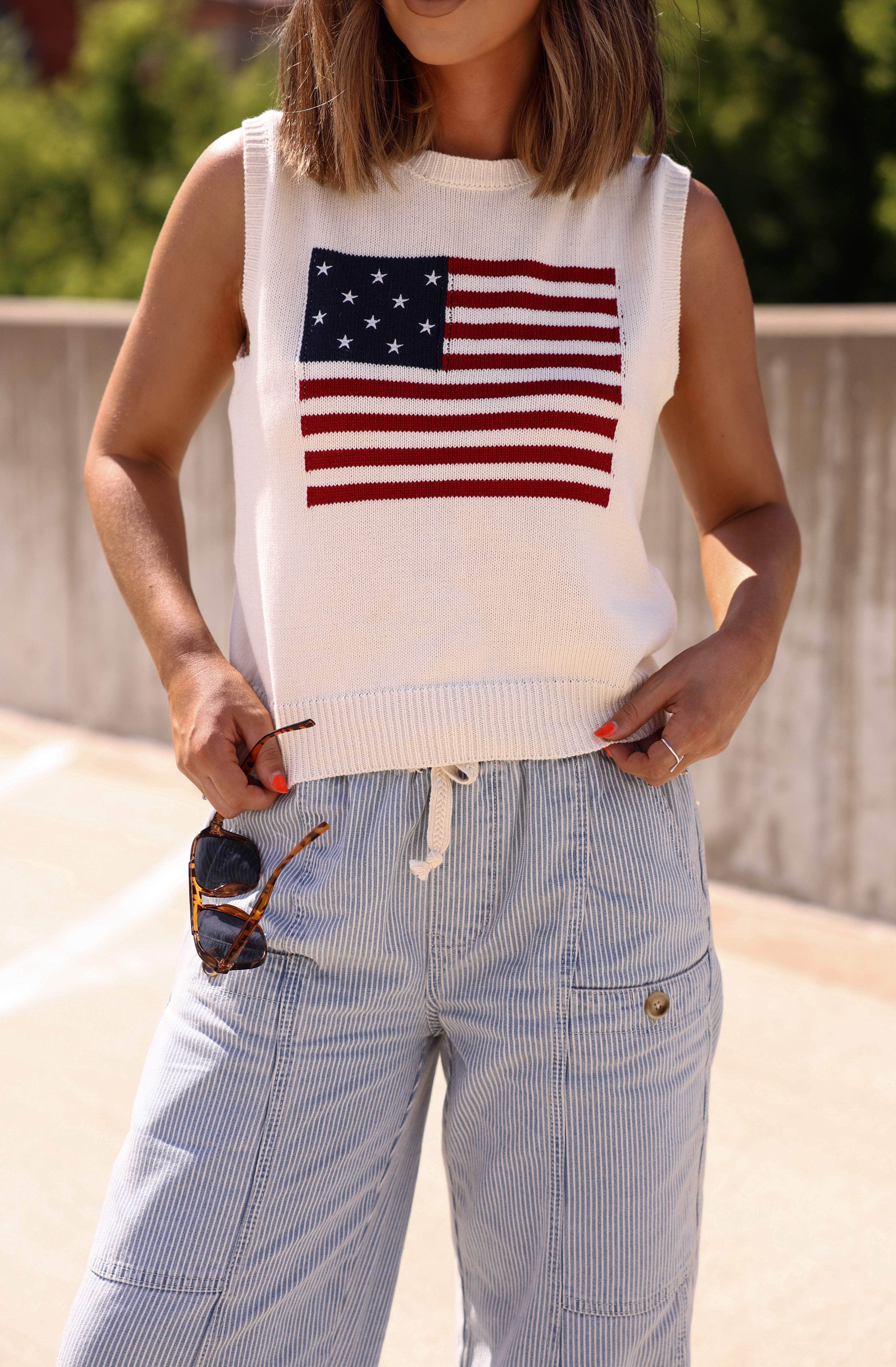 American Flag Knit Tank