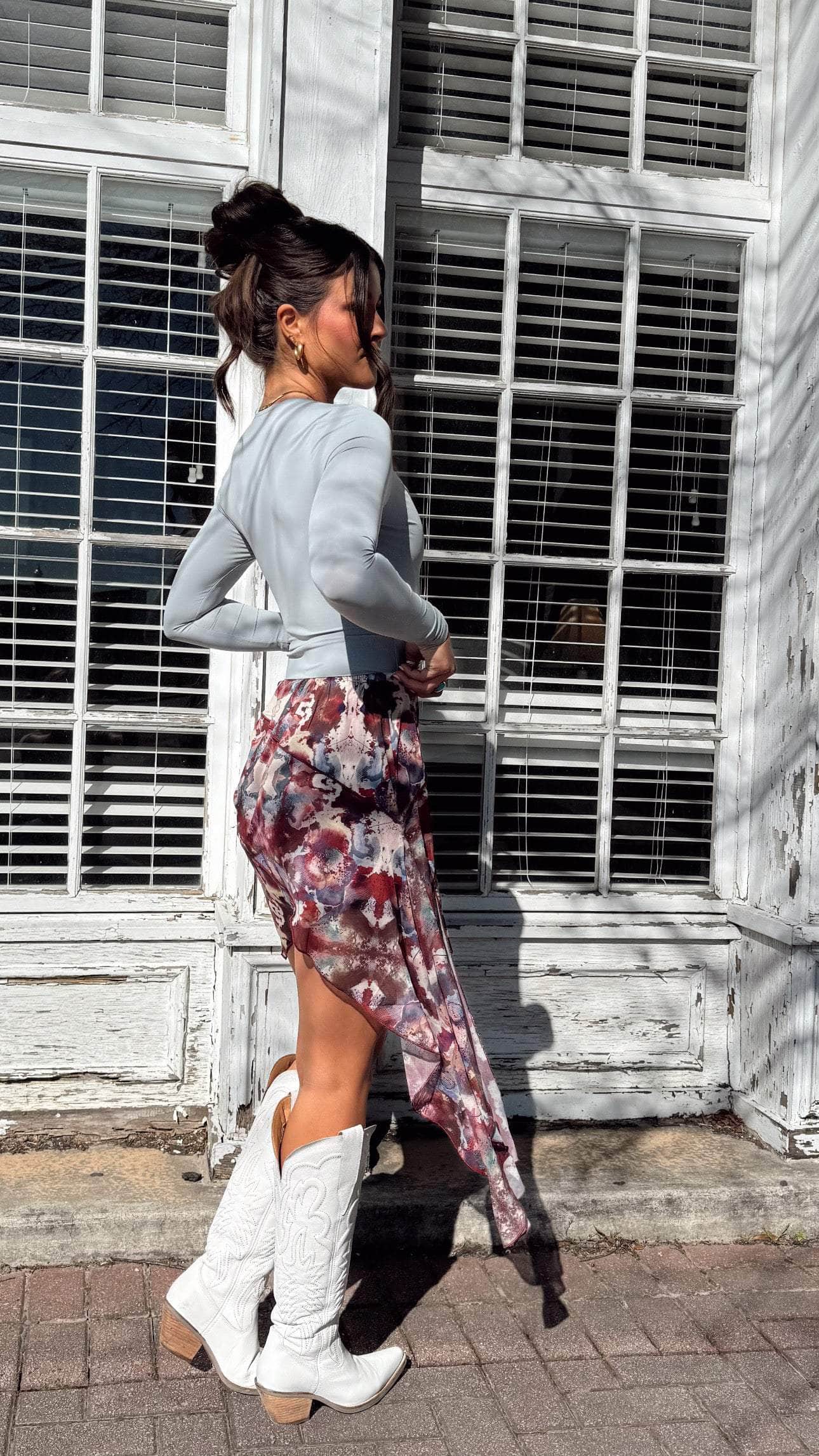 Asymmetric Floral Mini Skirt