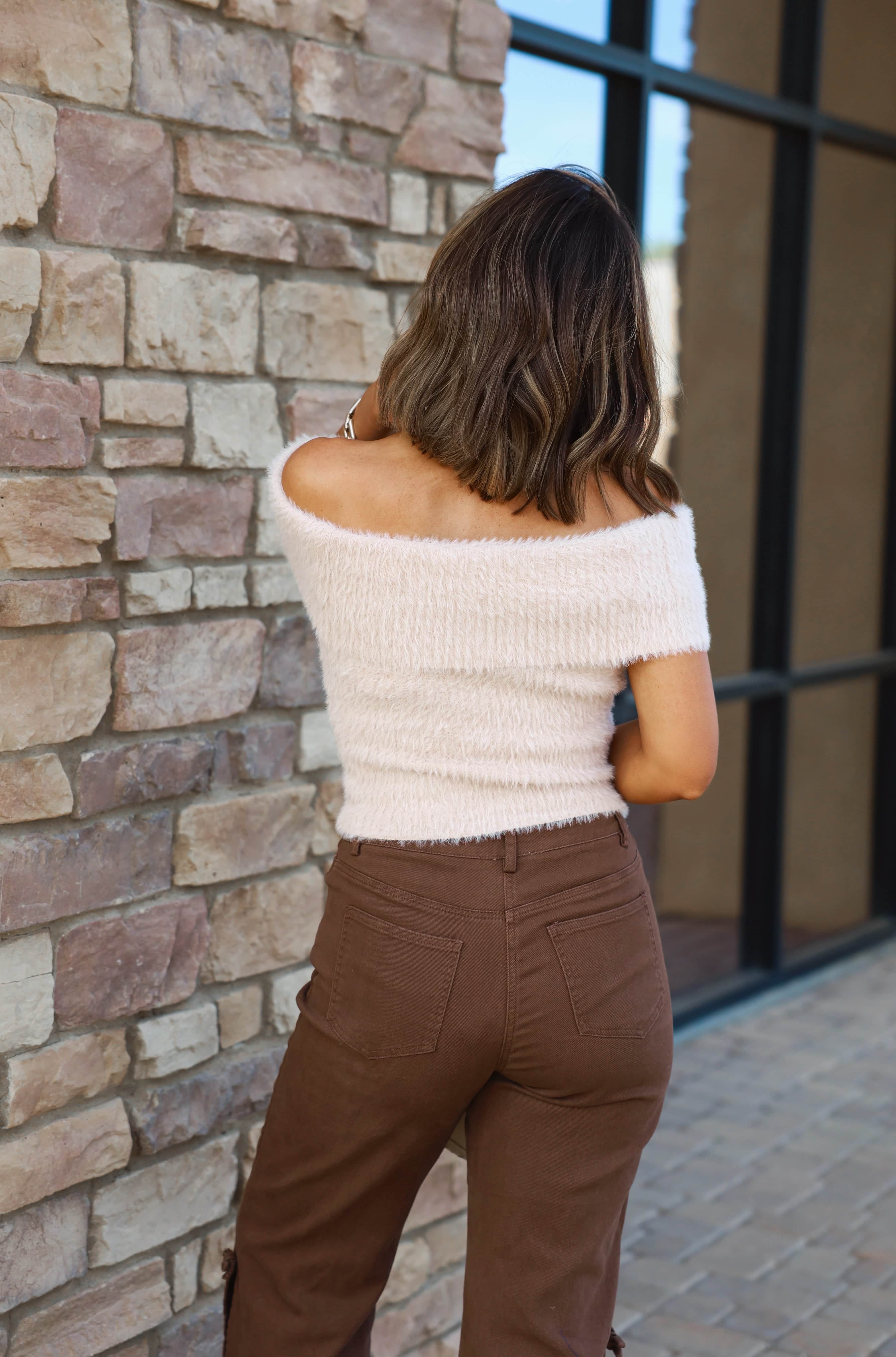 Beige Mohair Sweater Top