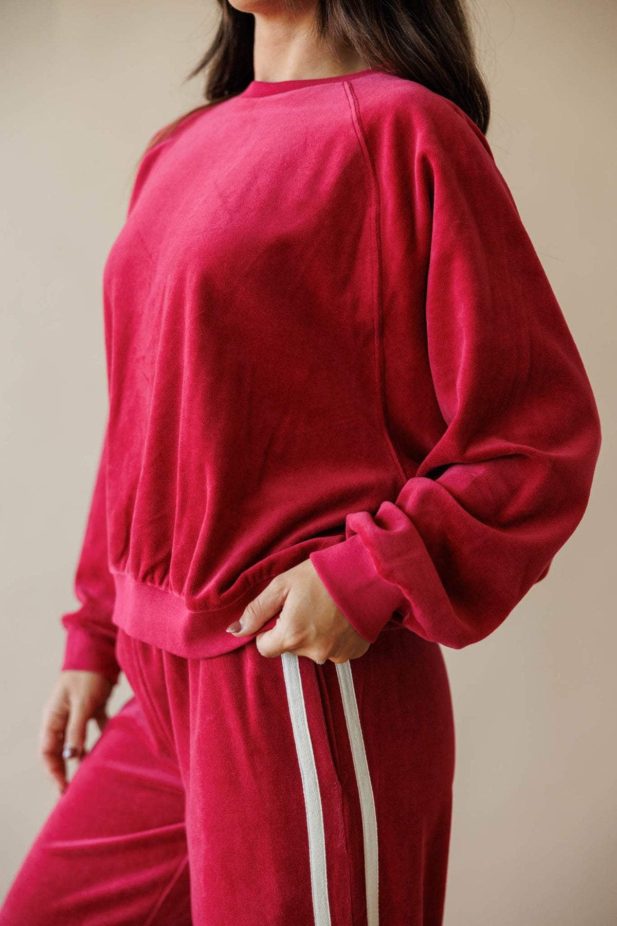 Berry velour sweatshirt