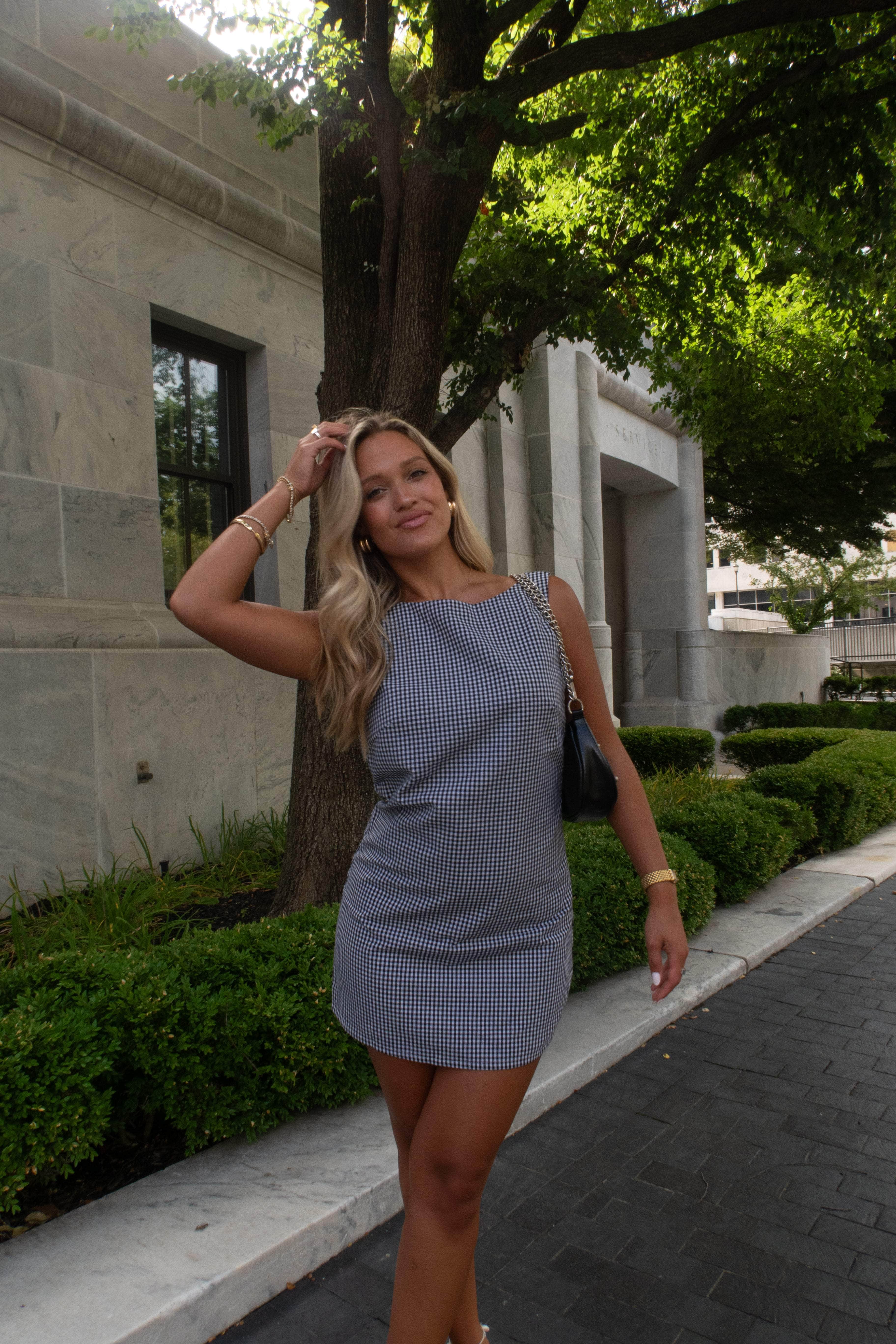 Black Gingham Mini Dress