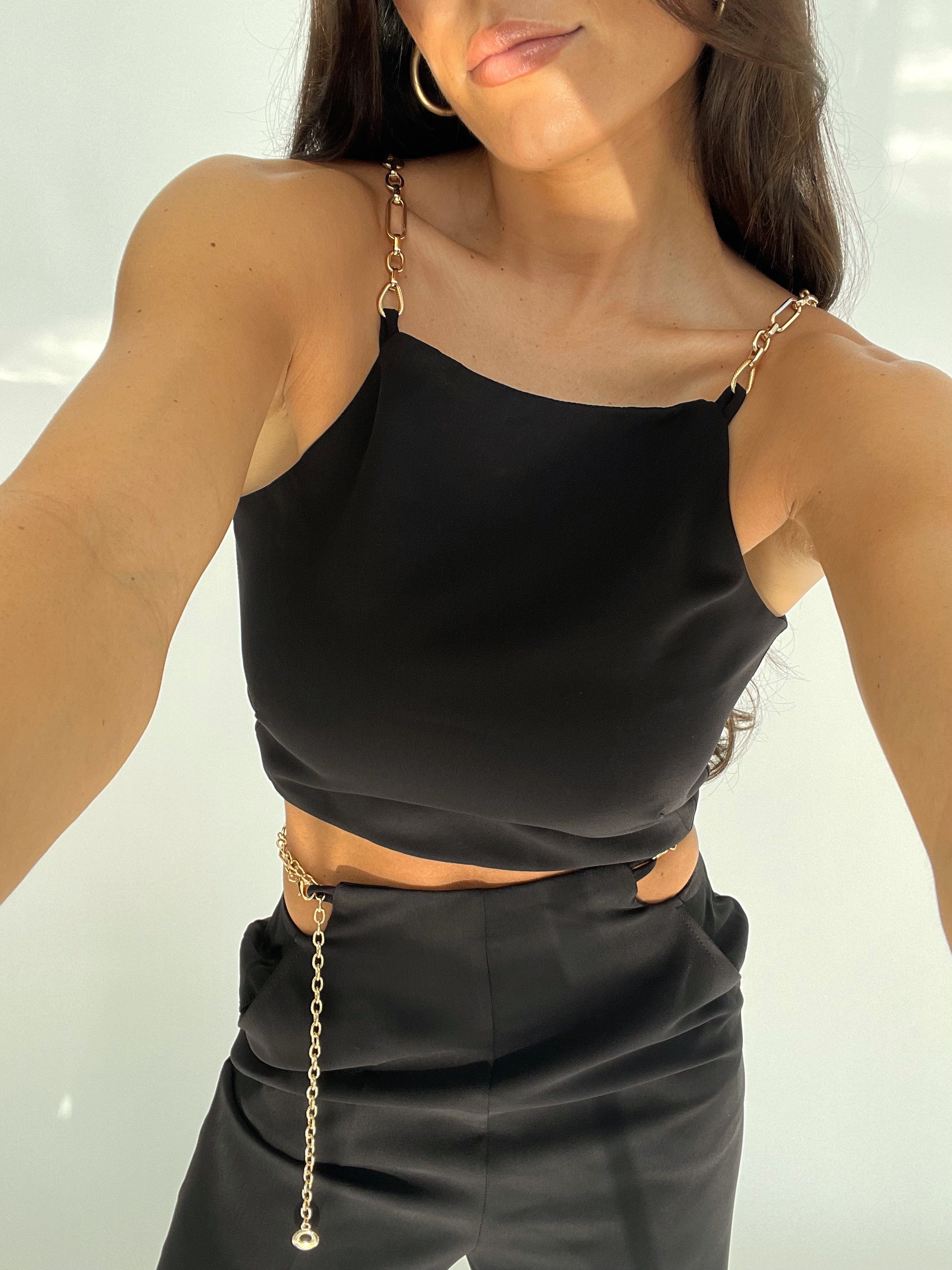 Black Gold Chain Tank