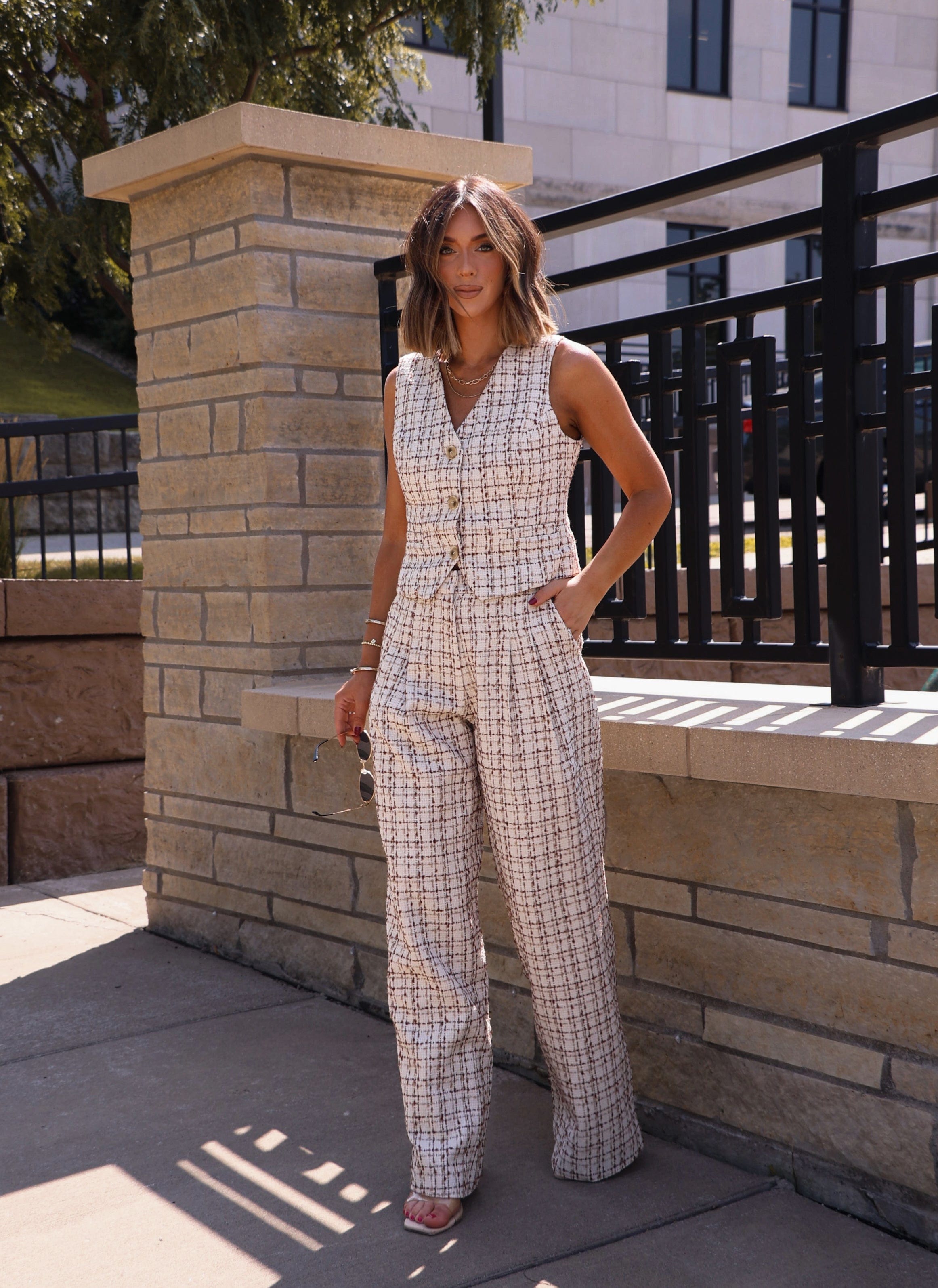 Boucle Plaid Trouser Fore Collection
