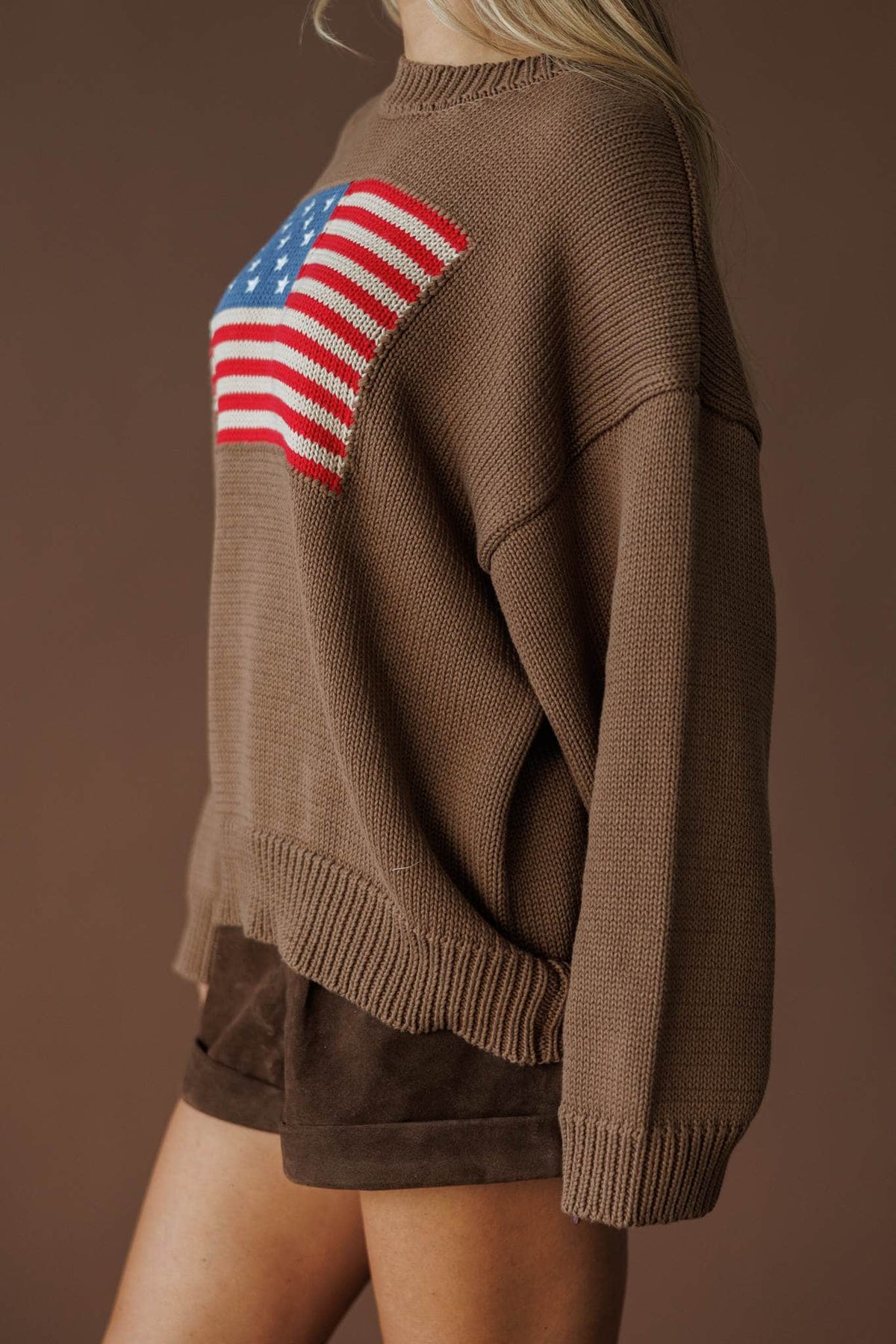 Brown American flag sweatshirt