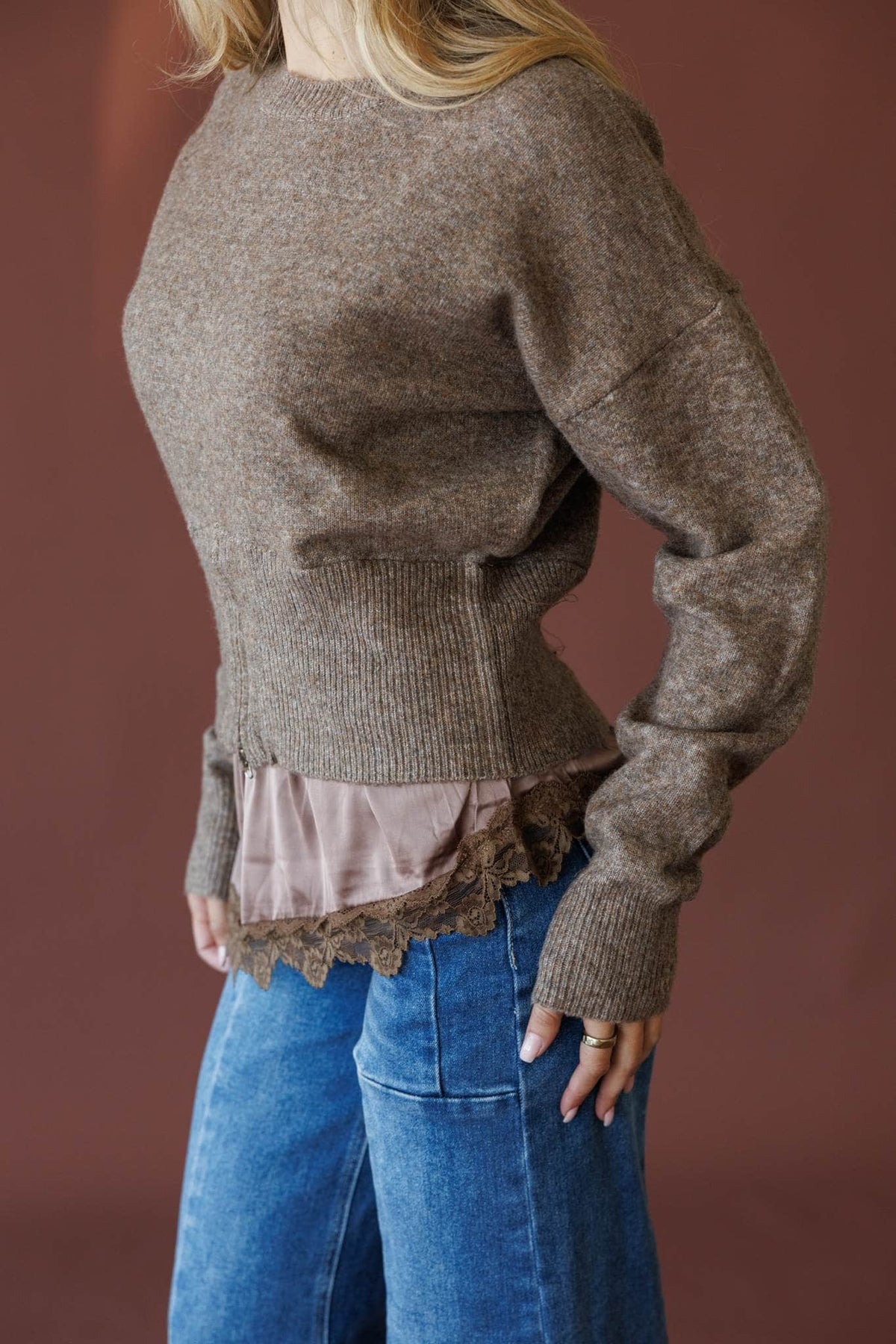 Mocha lace sweater