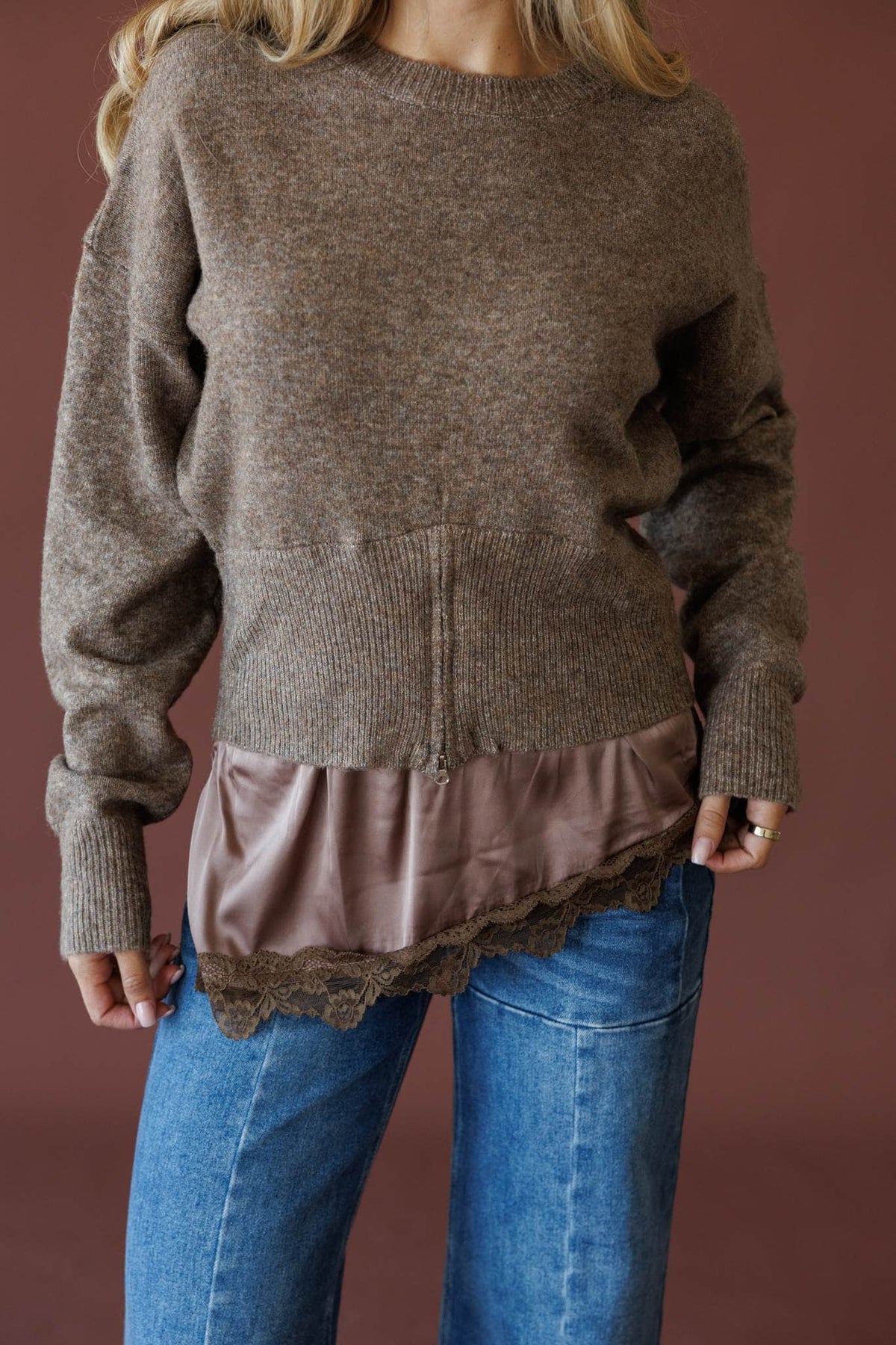 Mocha lace sweater