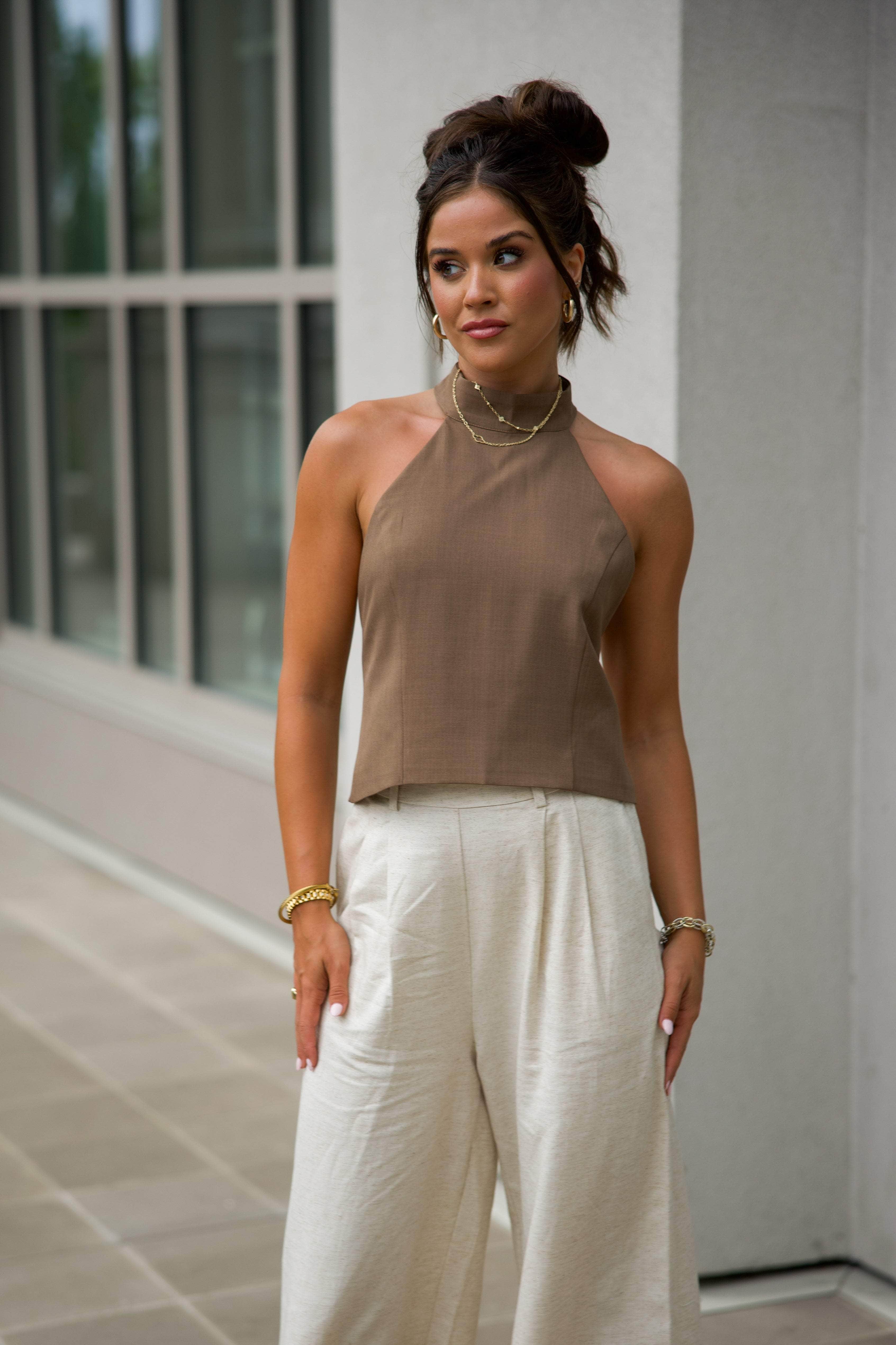 Business In The Front Halter Top
