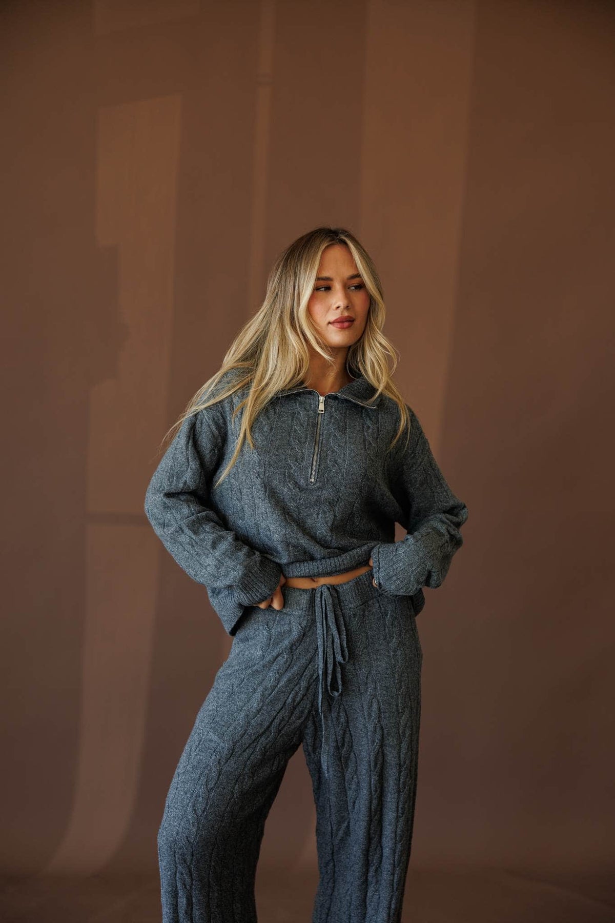 Plaid half zip pullover