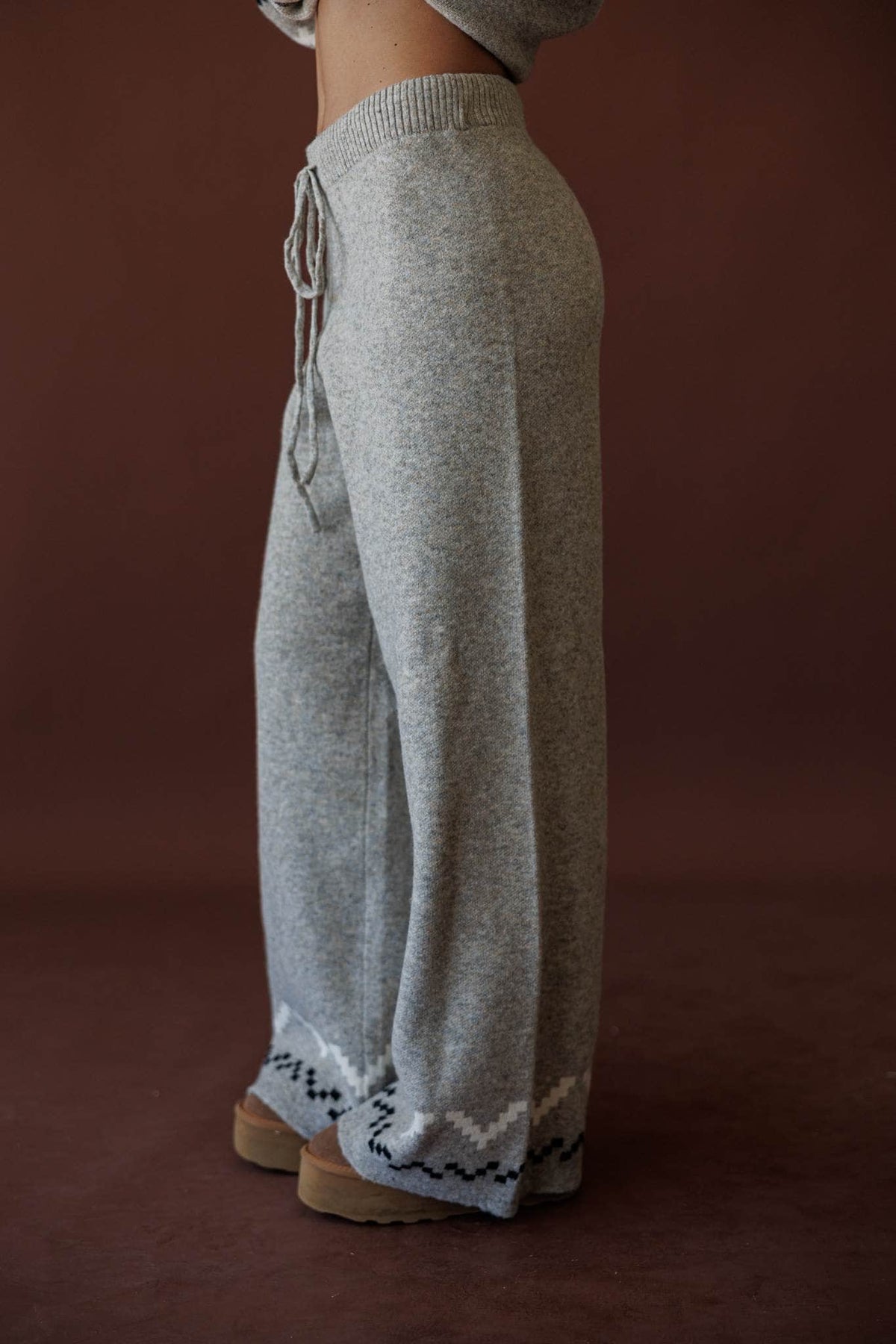 Cabin Cozy Sweater Pants, in stone, back view of the elastic waist