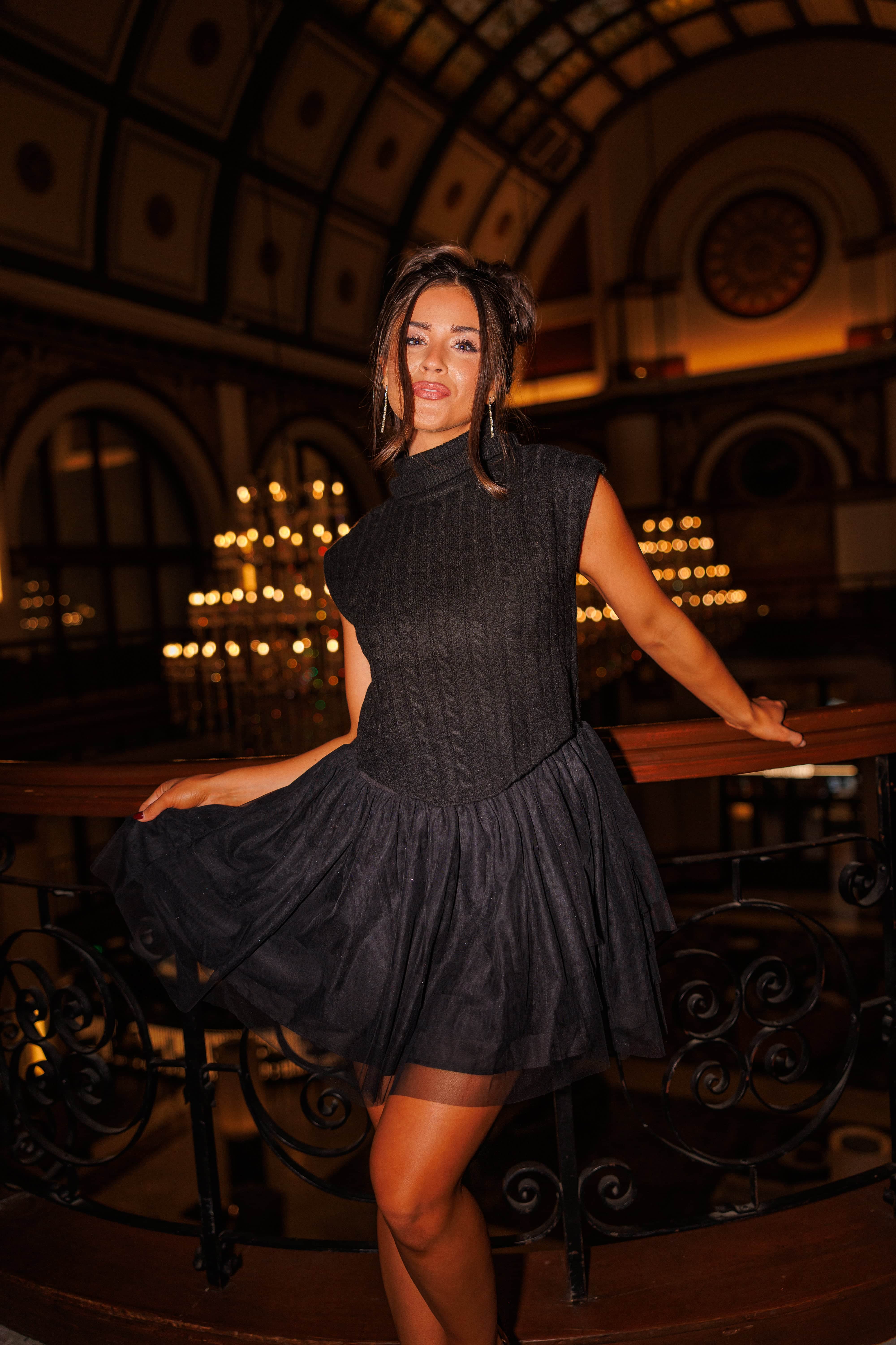 Cable Knit Tulle Dress