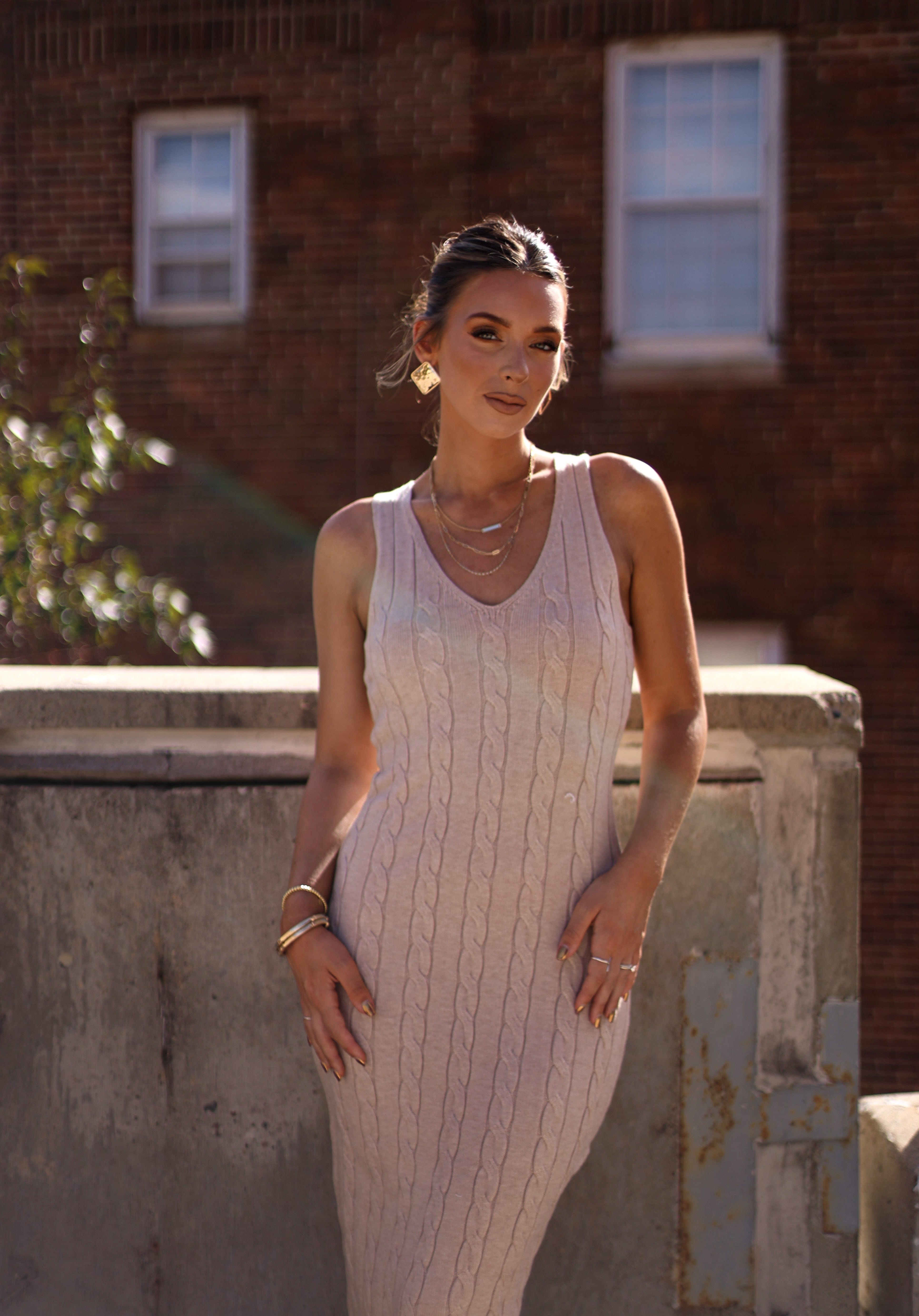 Catalina Cable Knit Sweater Dress Le Lis