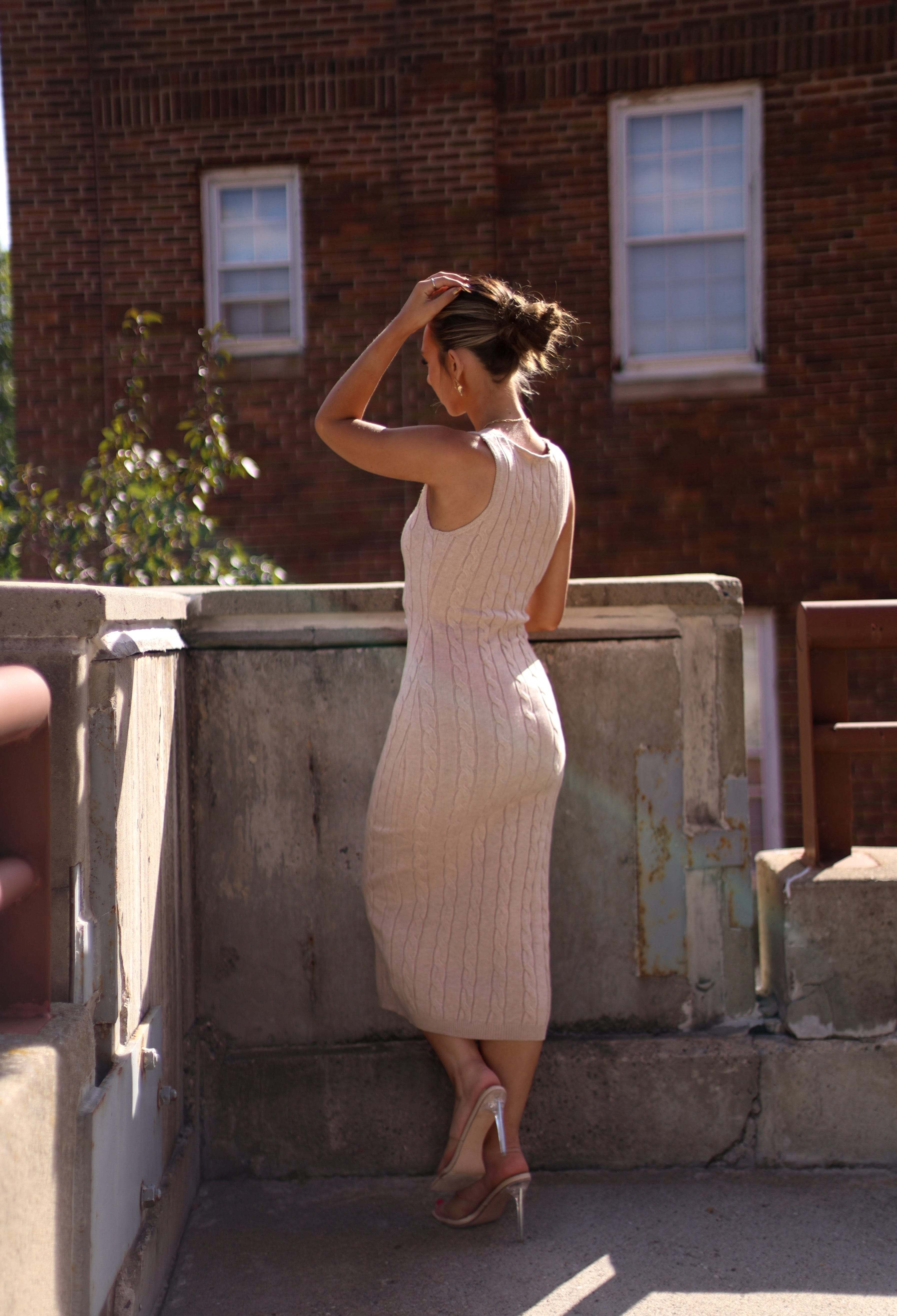 Catalina Cable Knit Sweater Dress Le Lis