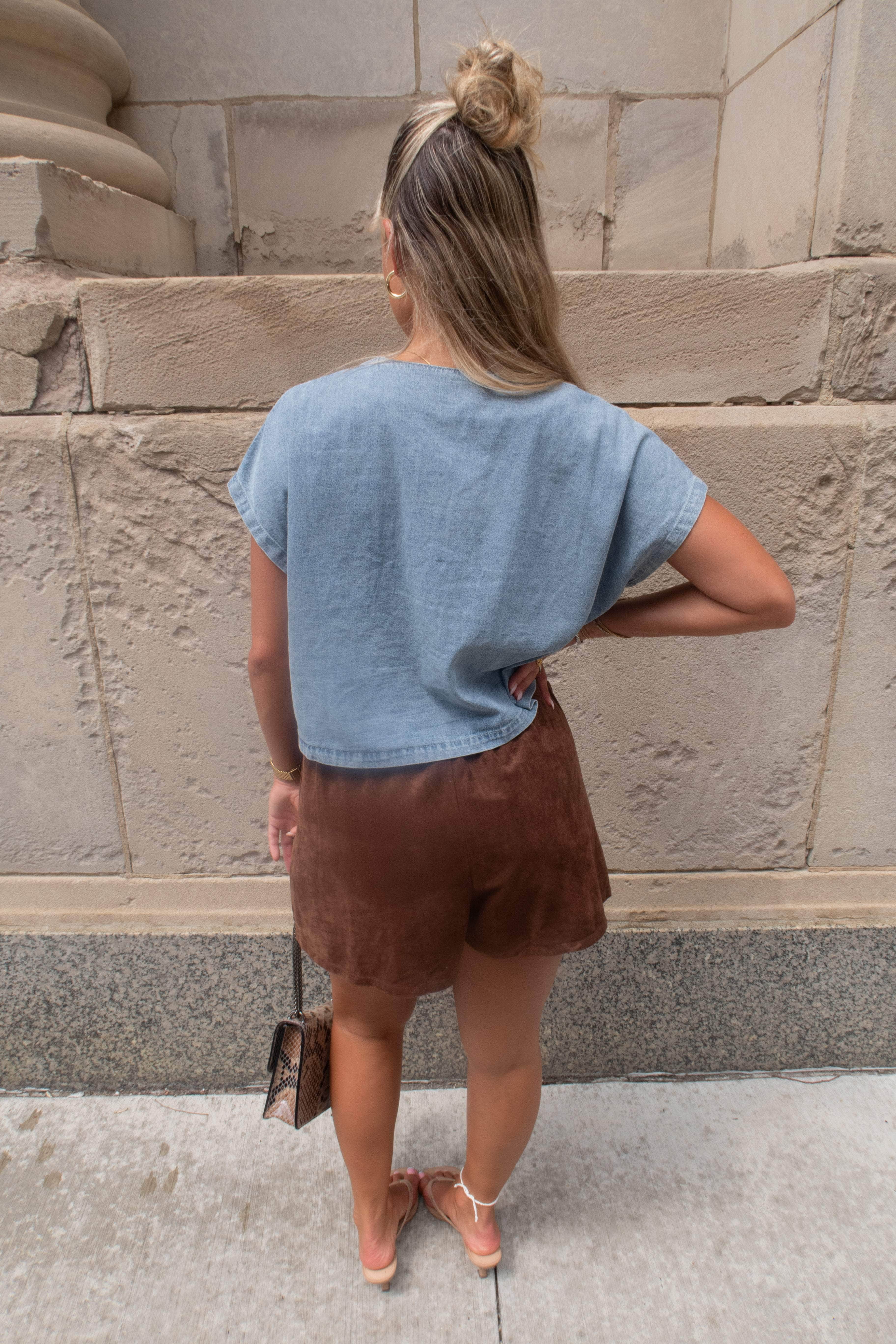 Chambray And Chai Top