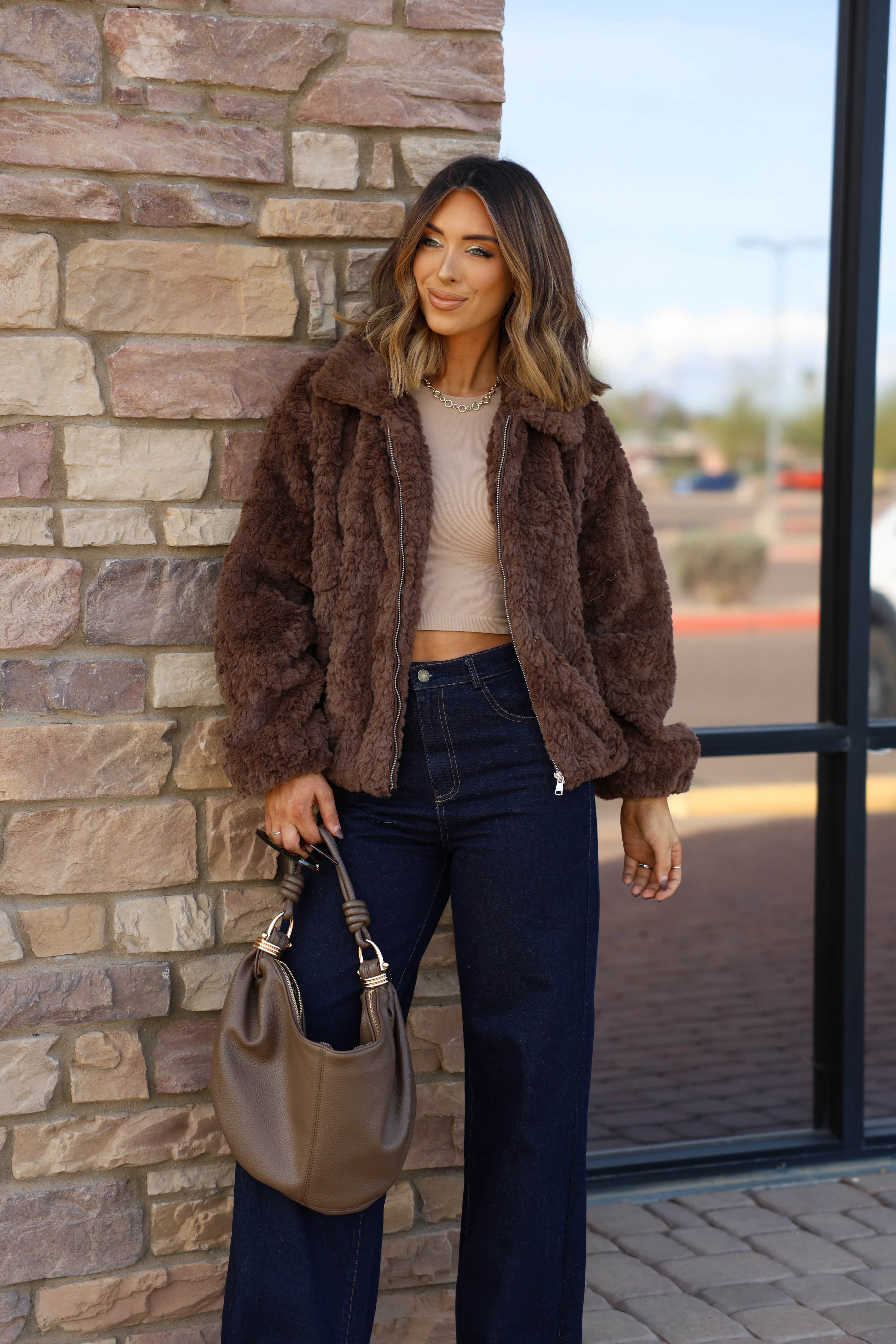 Chocolate Faux Fur Jacket