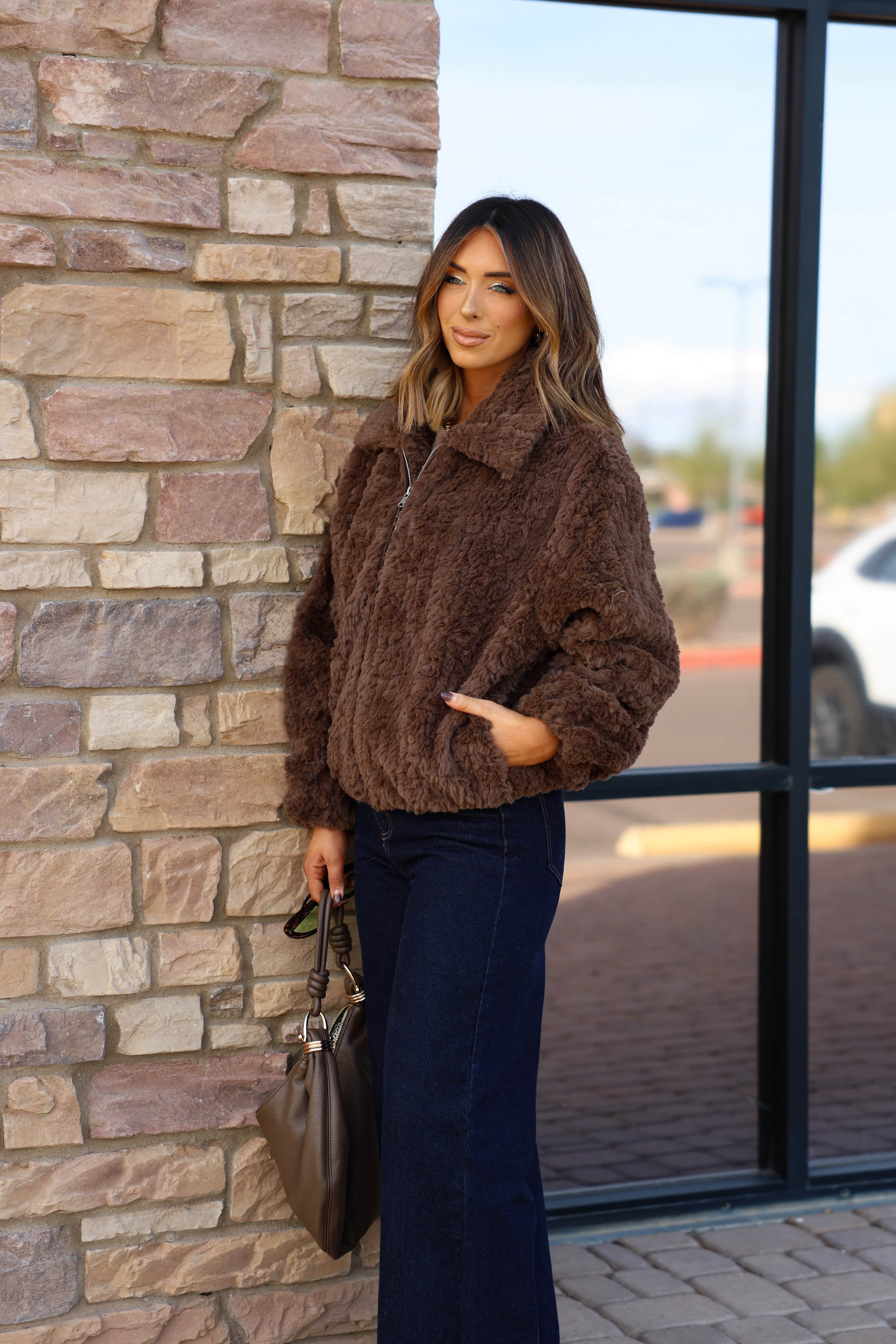 Chocolate Faux Fur Jacket