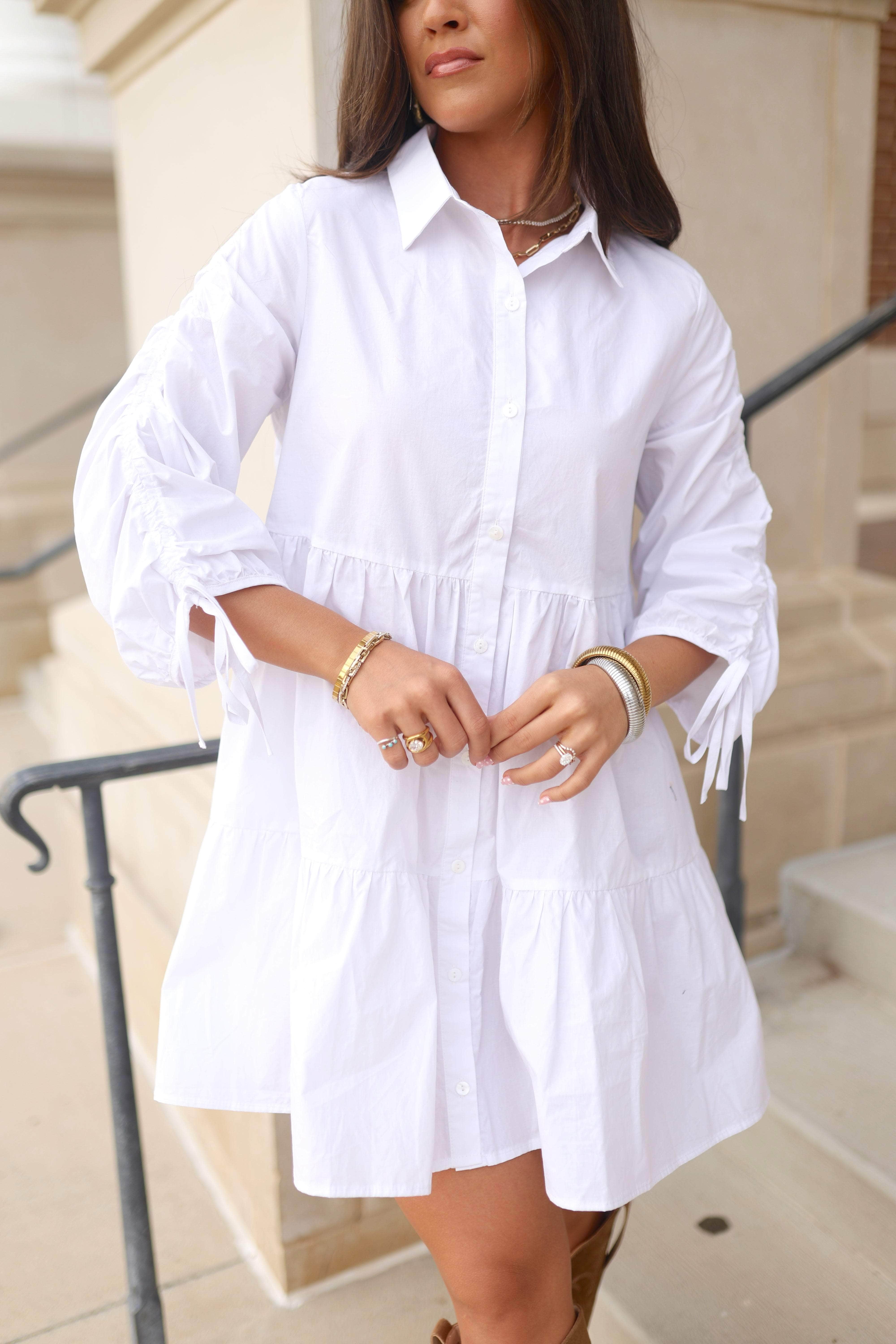 Collared Button Up Mini Dress