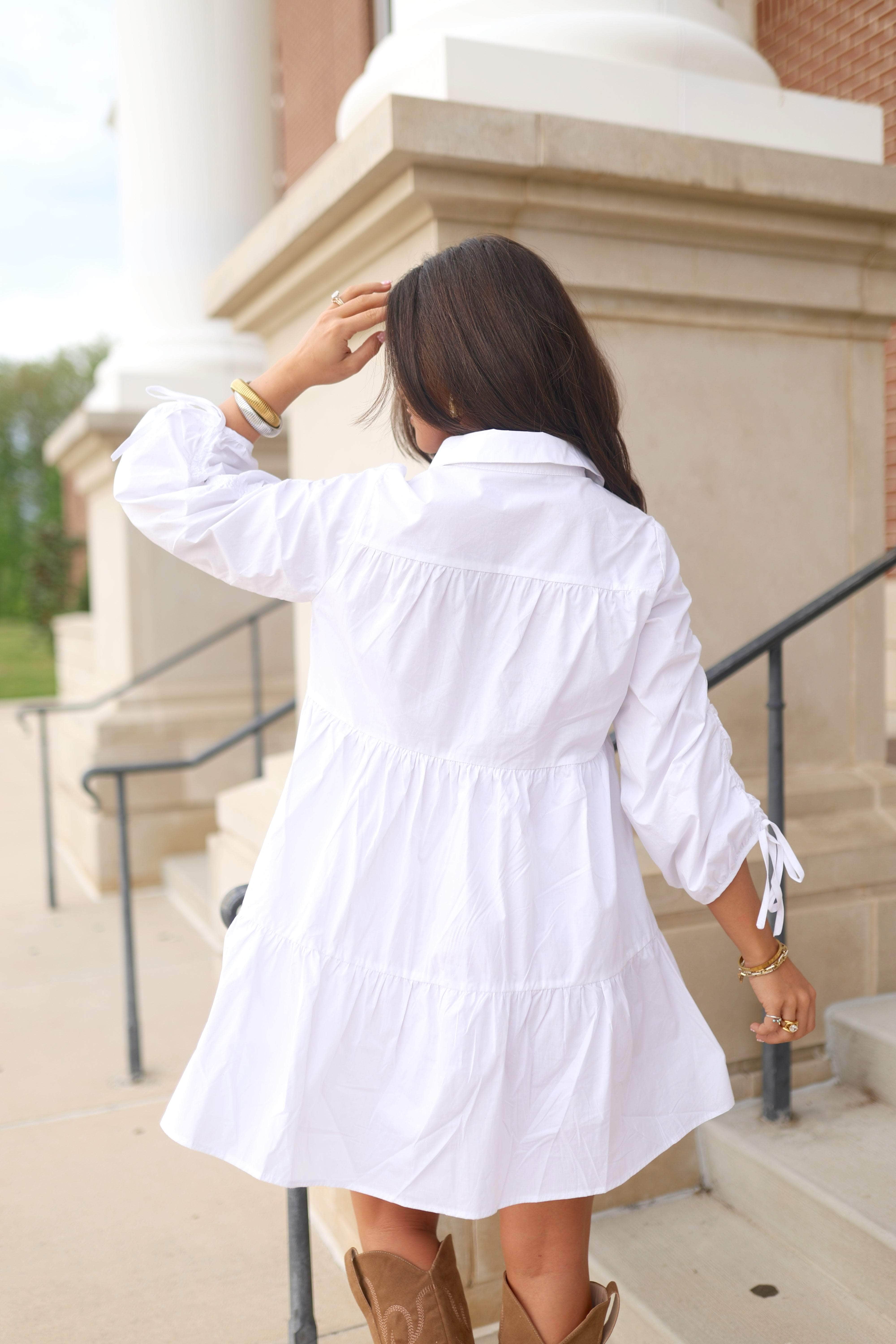 Collared Button Up Mini Dress