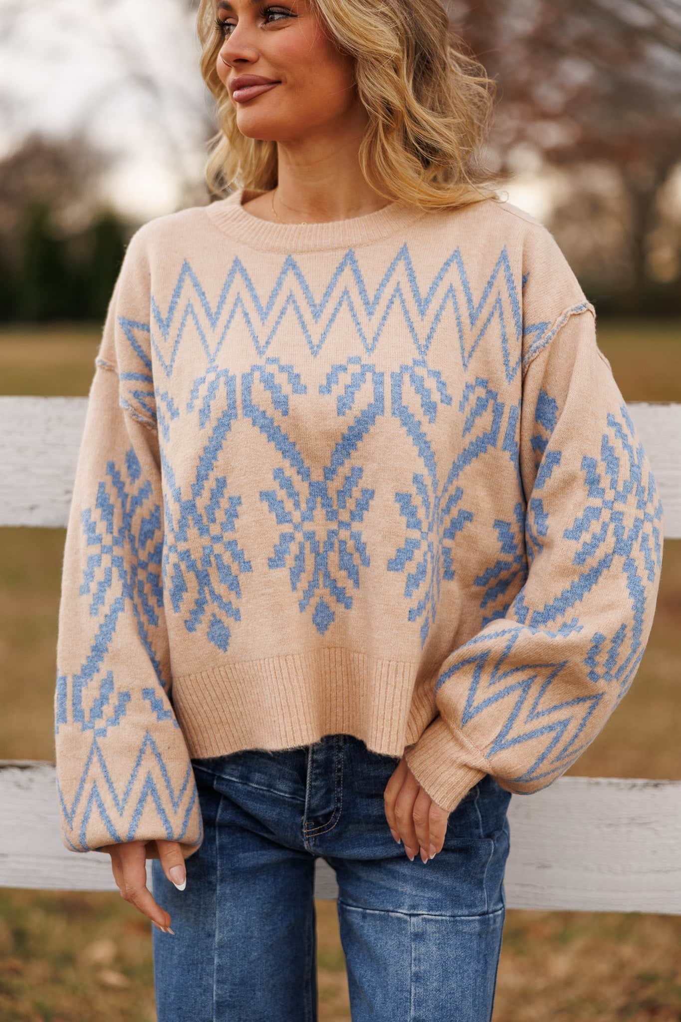 Cream Alpine Knit Sweater