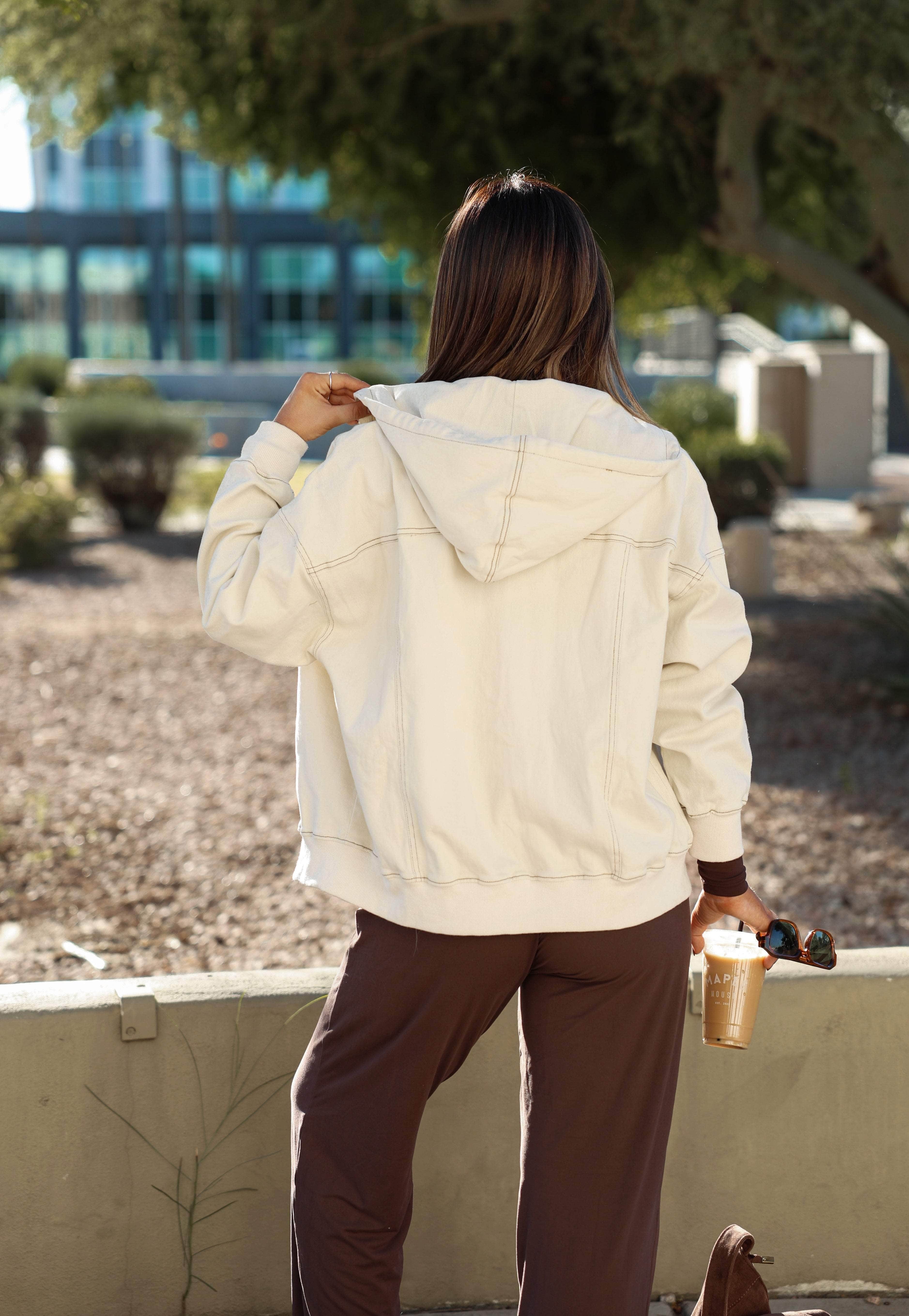 Cream Oversized Hoodie Jacket
