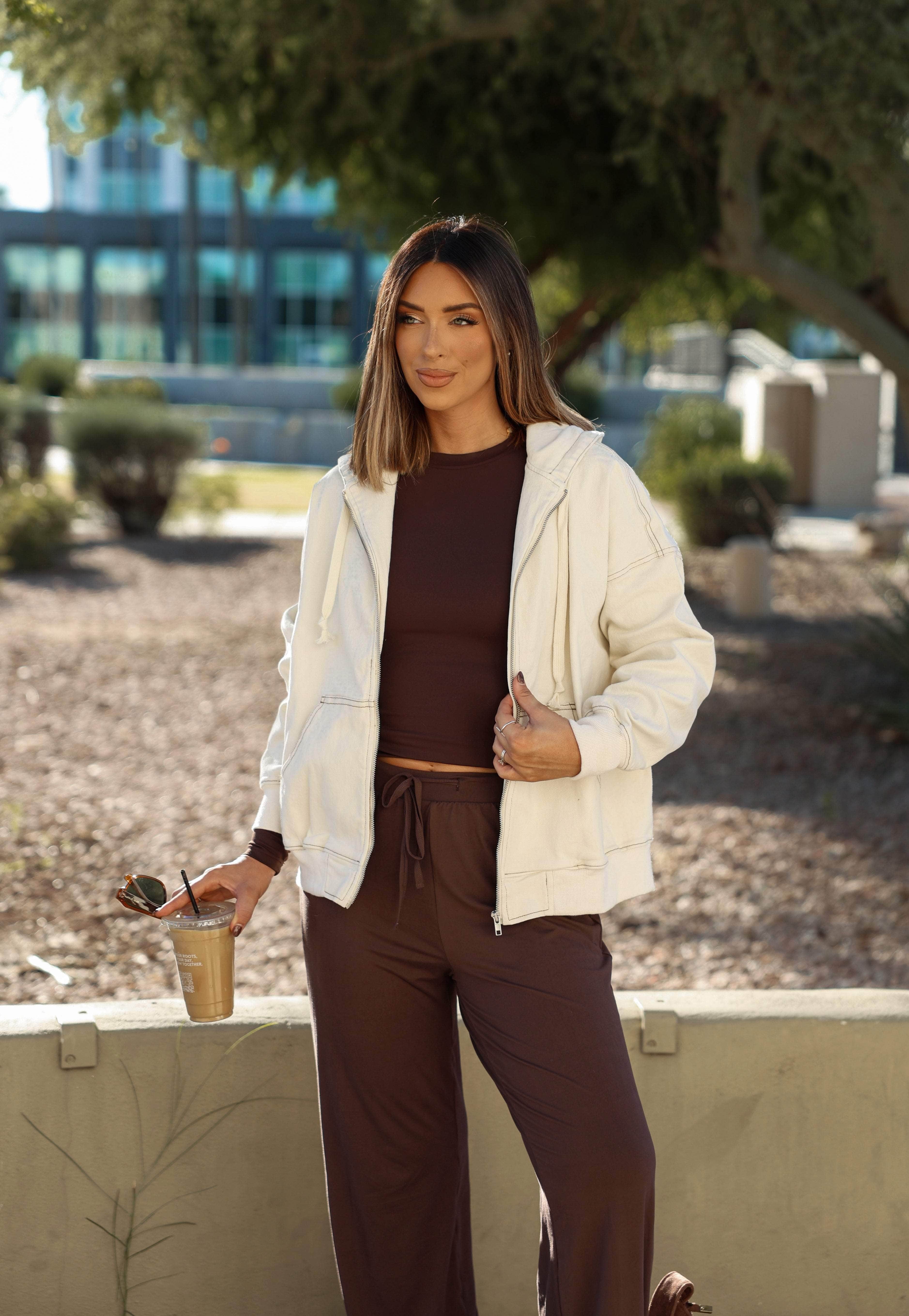 Cream Oversized Hoodie Jacket