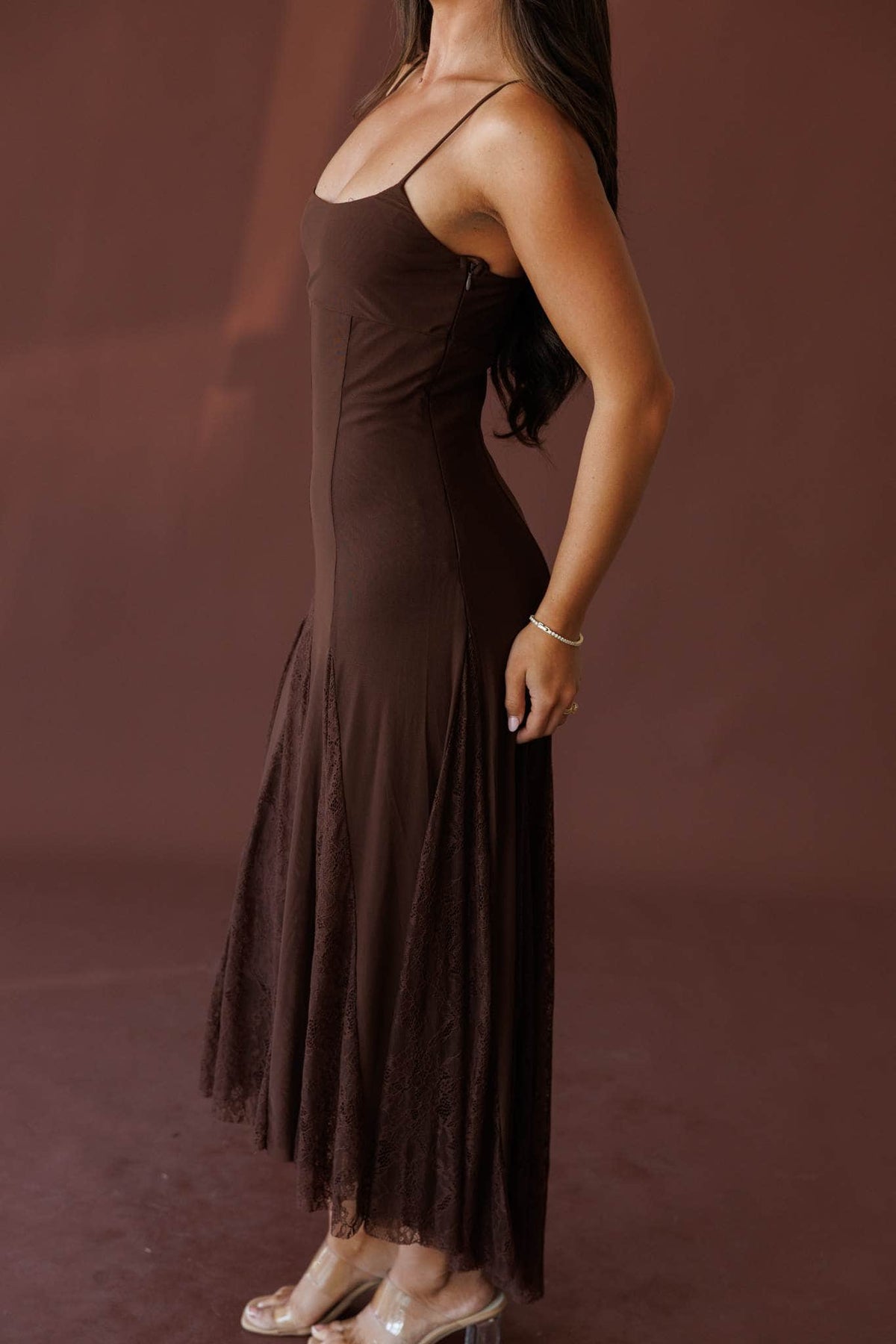 Brown midi dress