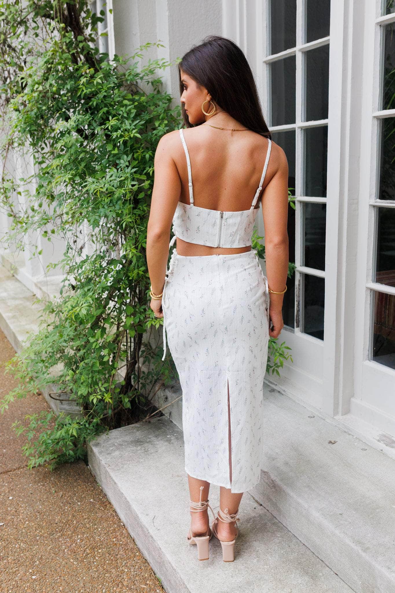 Esme Floral Lace Up Top