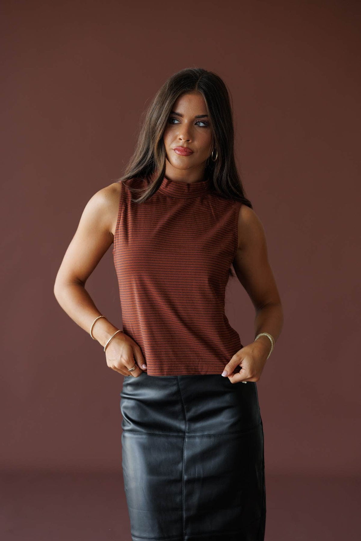Espresso Errands Mock Neck Tank