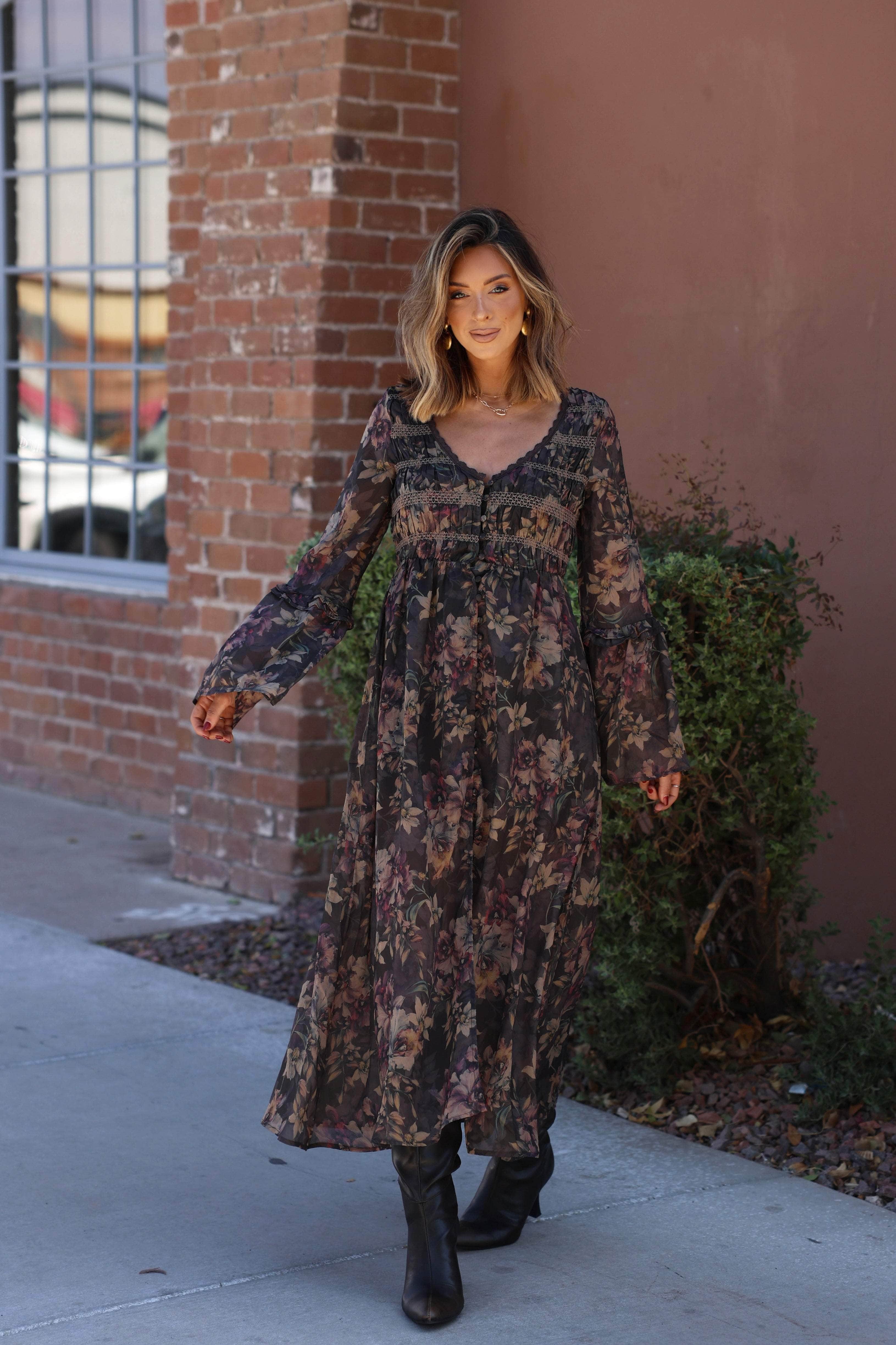 Evening Ember Floral Dress