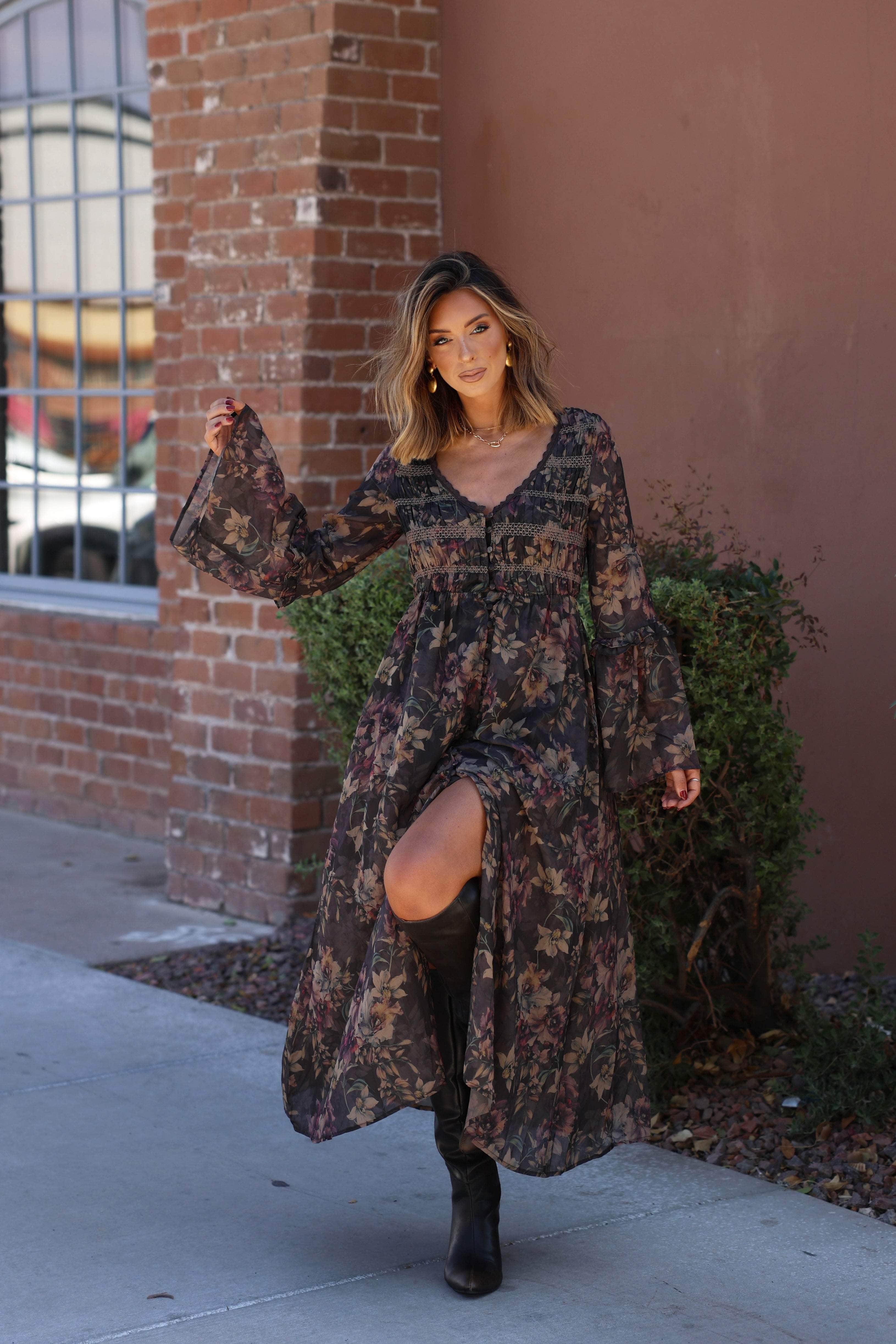 Evening Ember Floral Dress