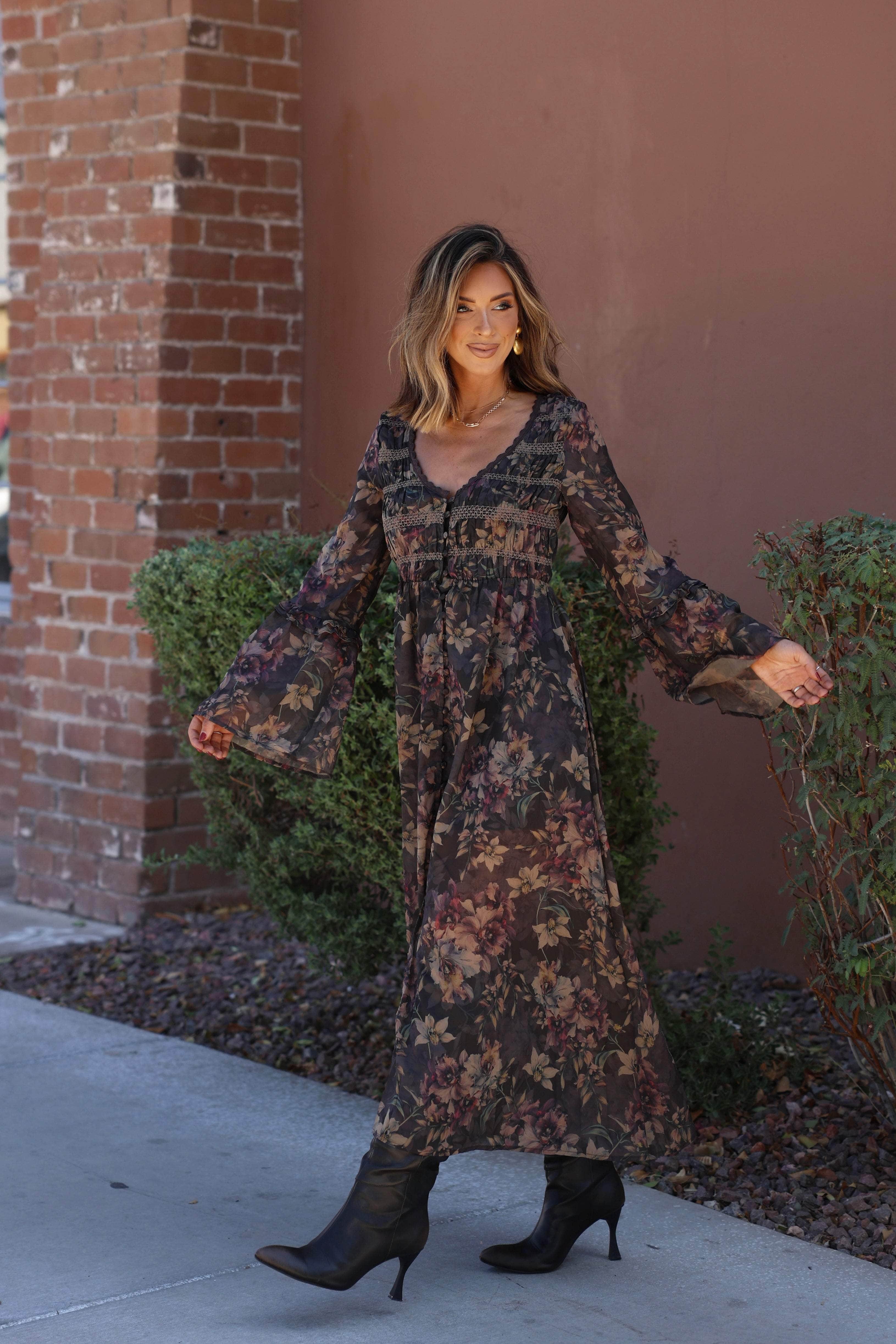 Evening Ember Floral Dress