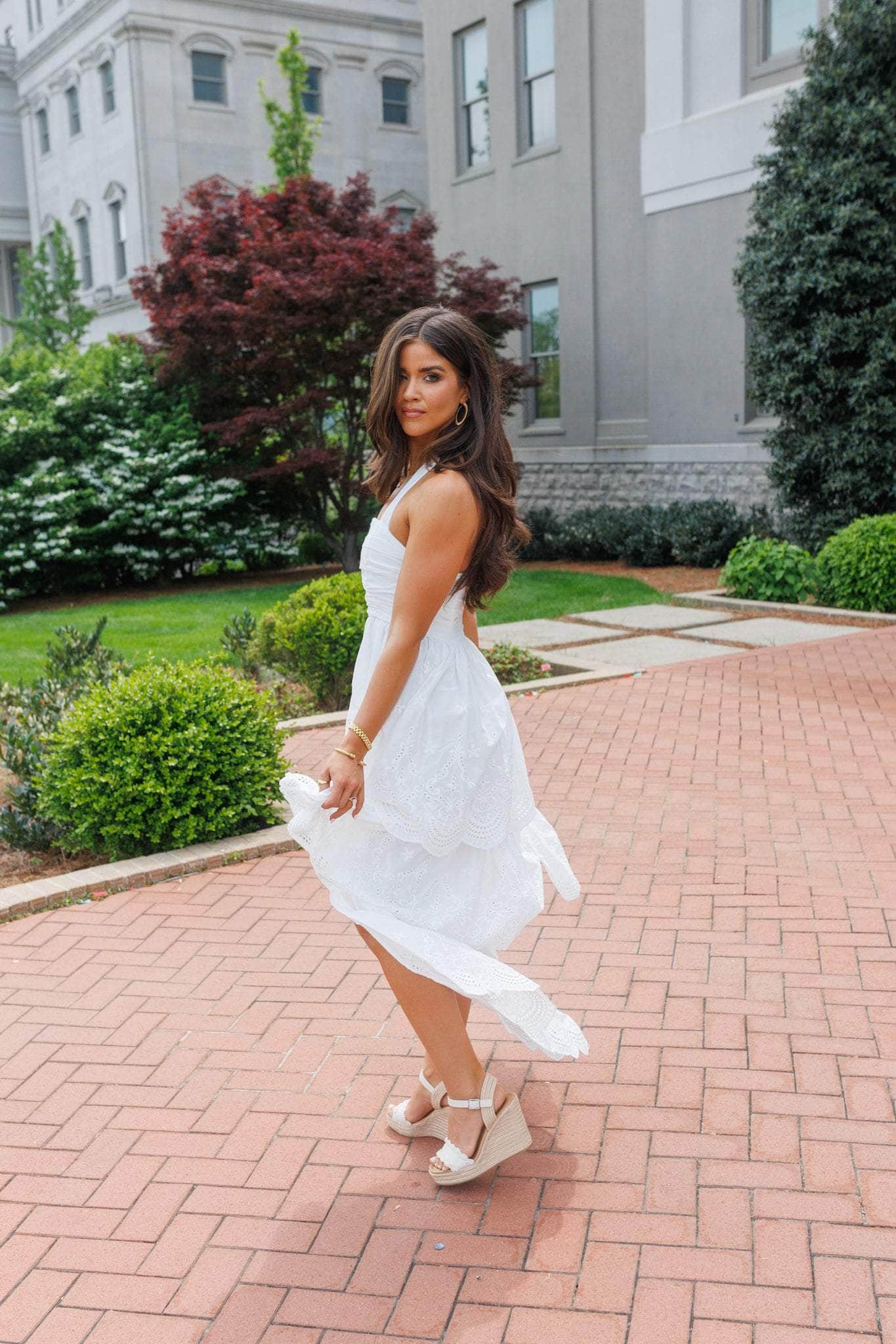 Eyelet High Low Maxi Dress