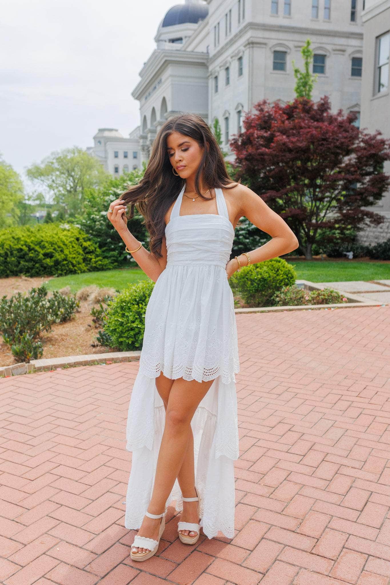 Eyelet High Low Maxi Dress