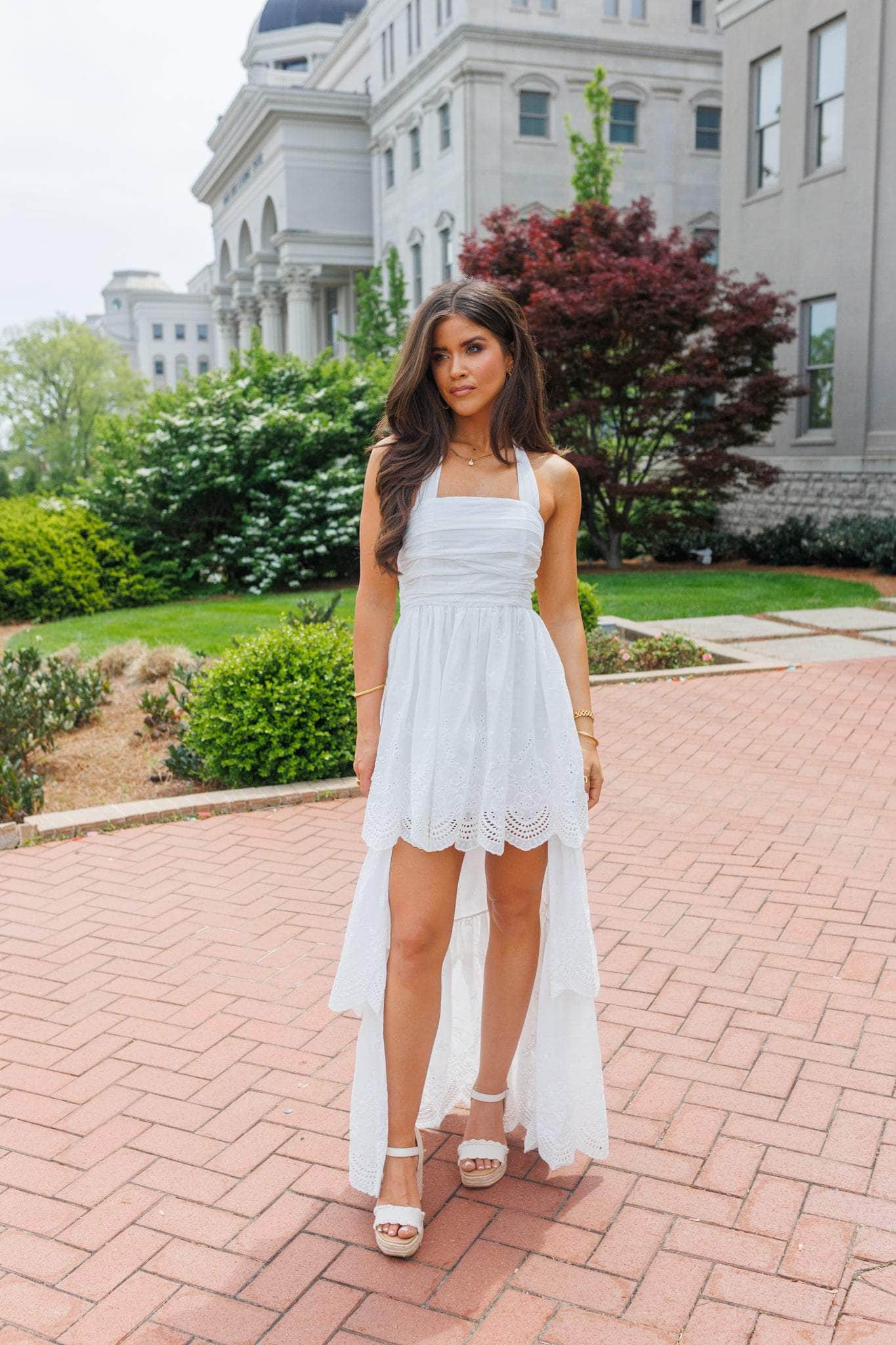 Eyelet High Low Maxi Dress