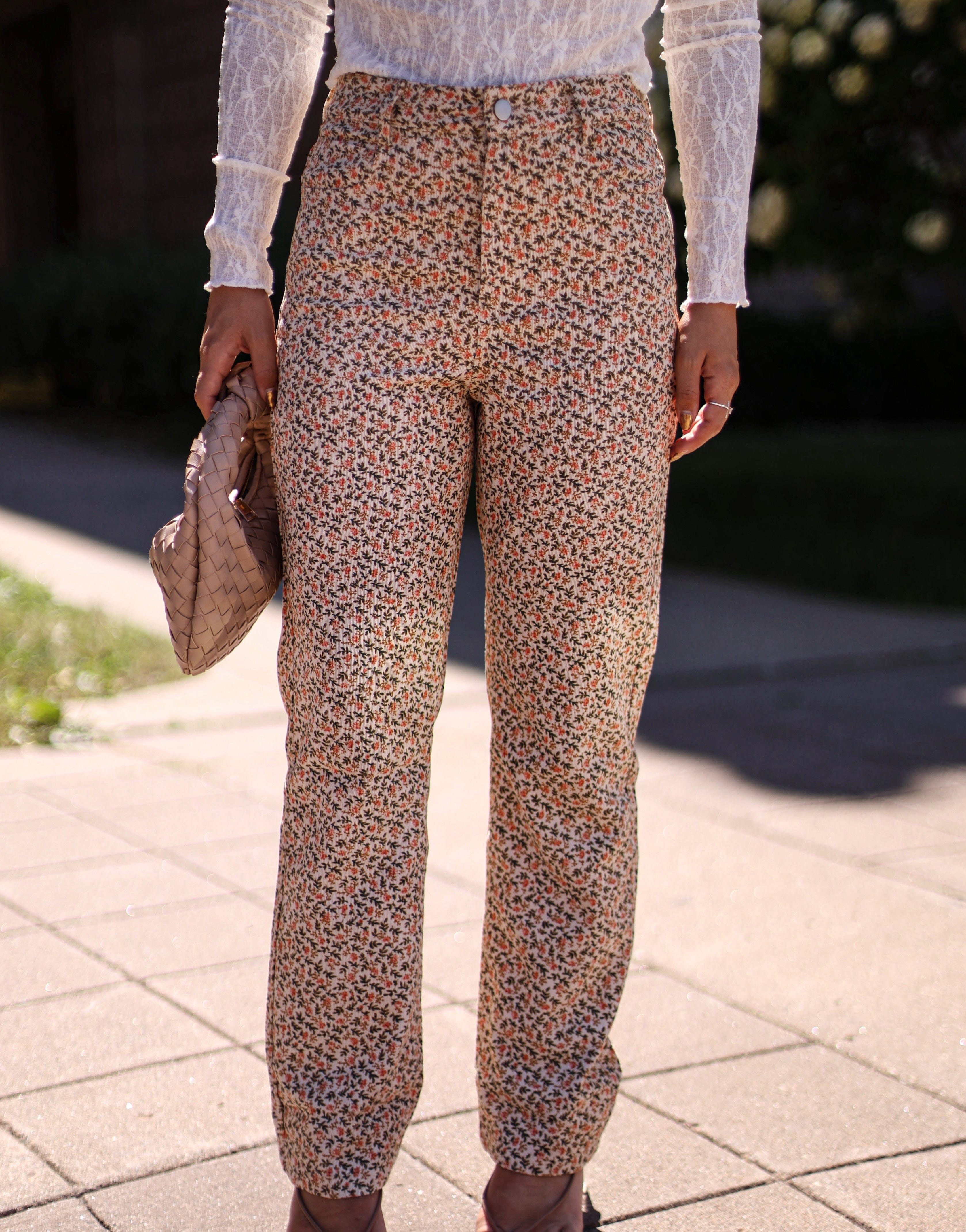 Fall Floral Print Pants Cloud Ten
