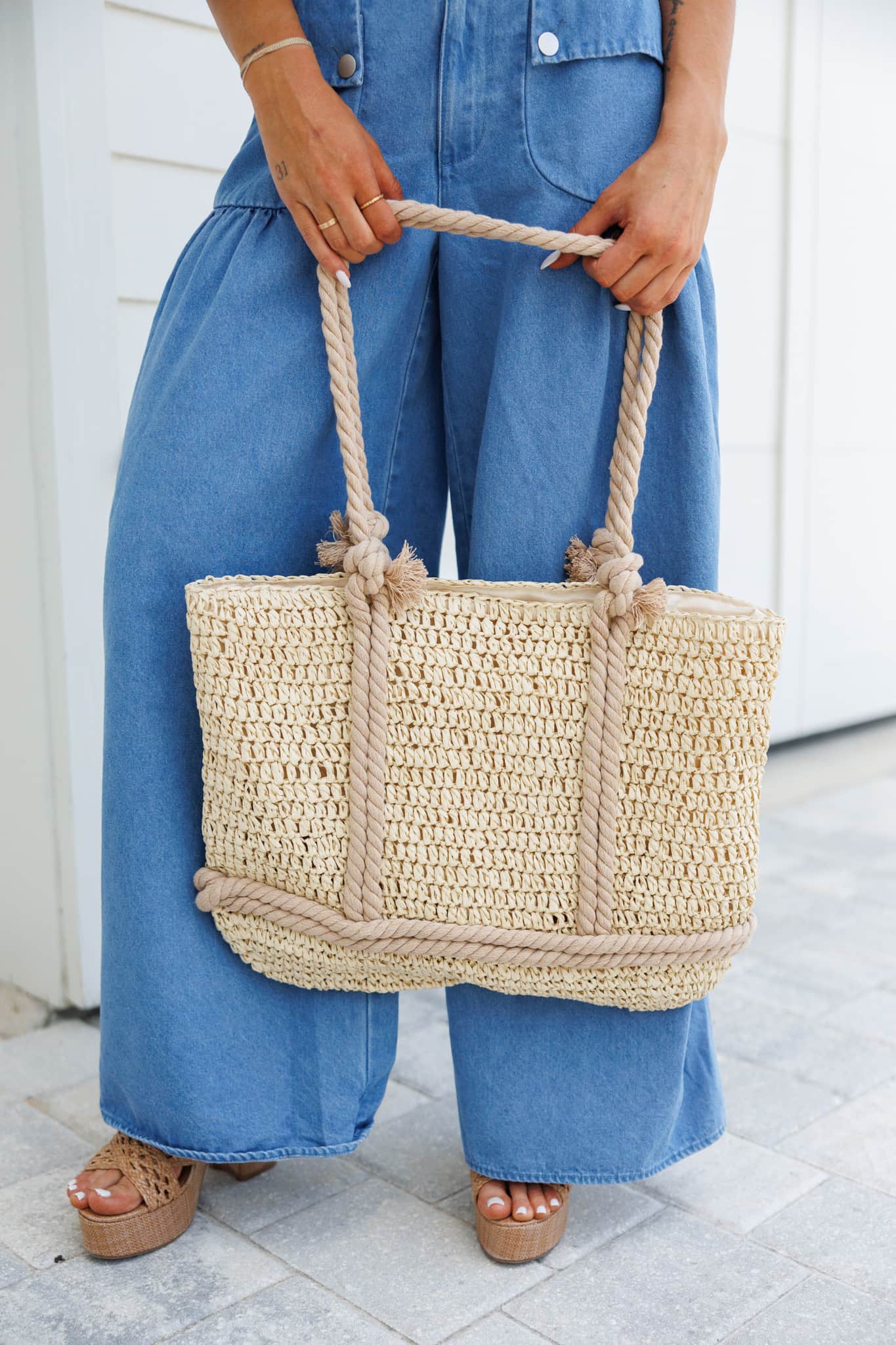 Farmers Market Straw Bag | Woven Coastal Design | Lane 201