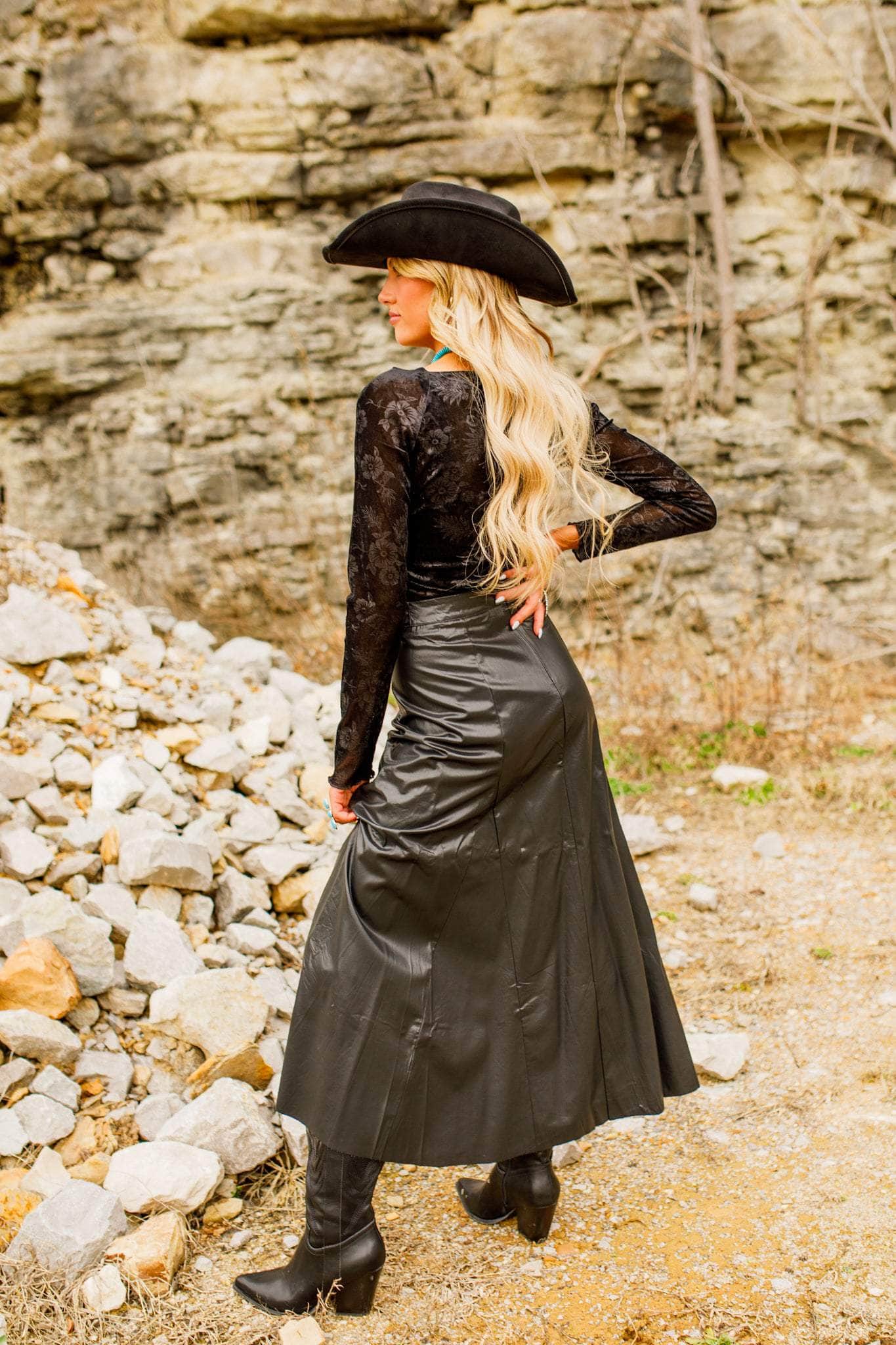Faux Leather Maxi Skirt
