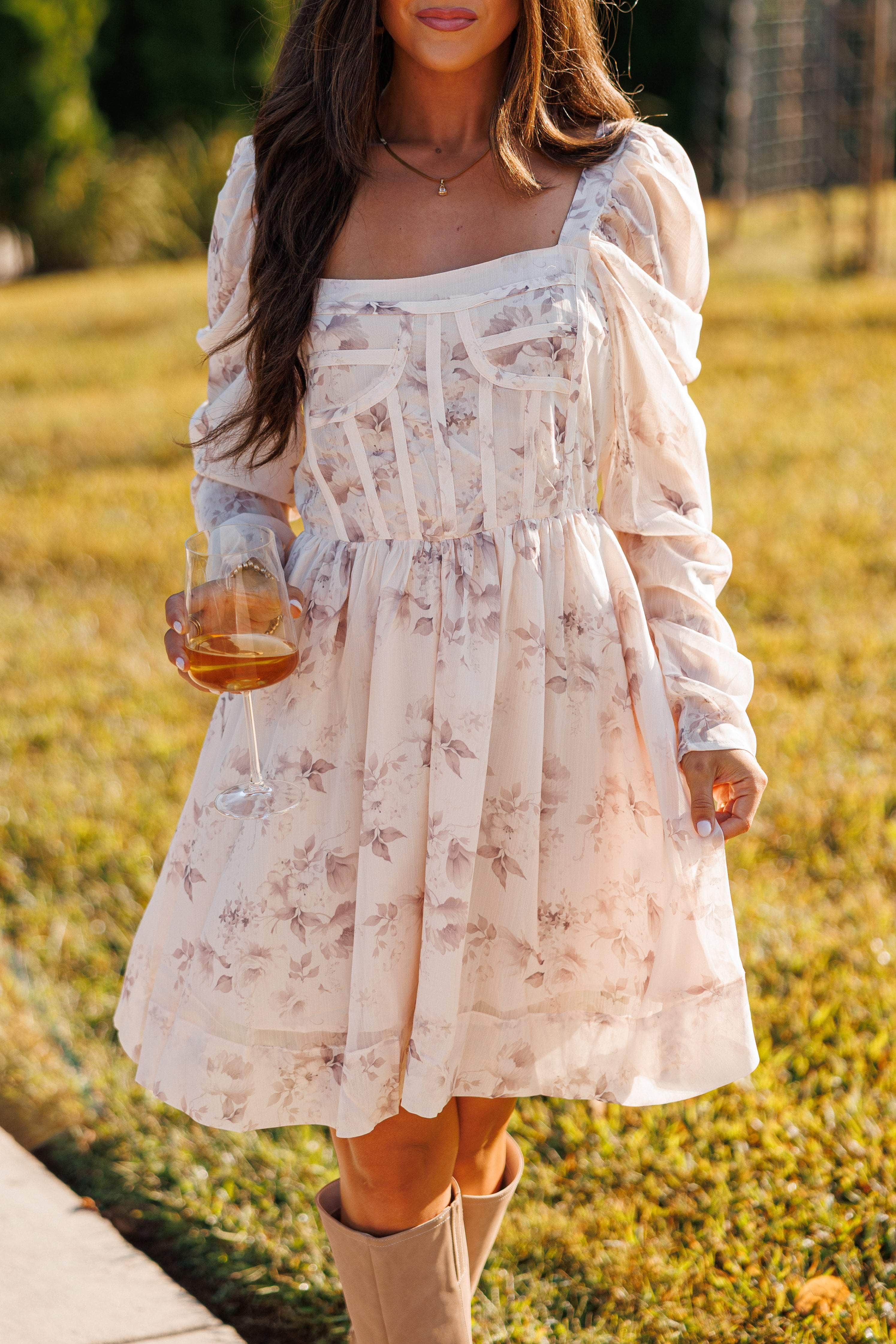 Floral Chiffon Corset Dress