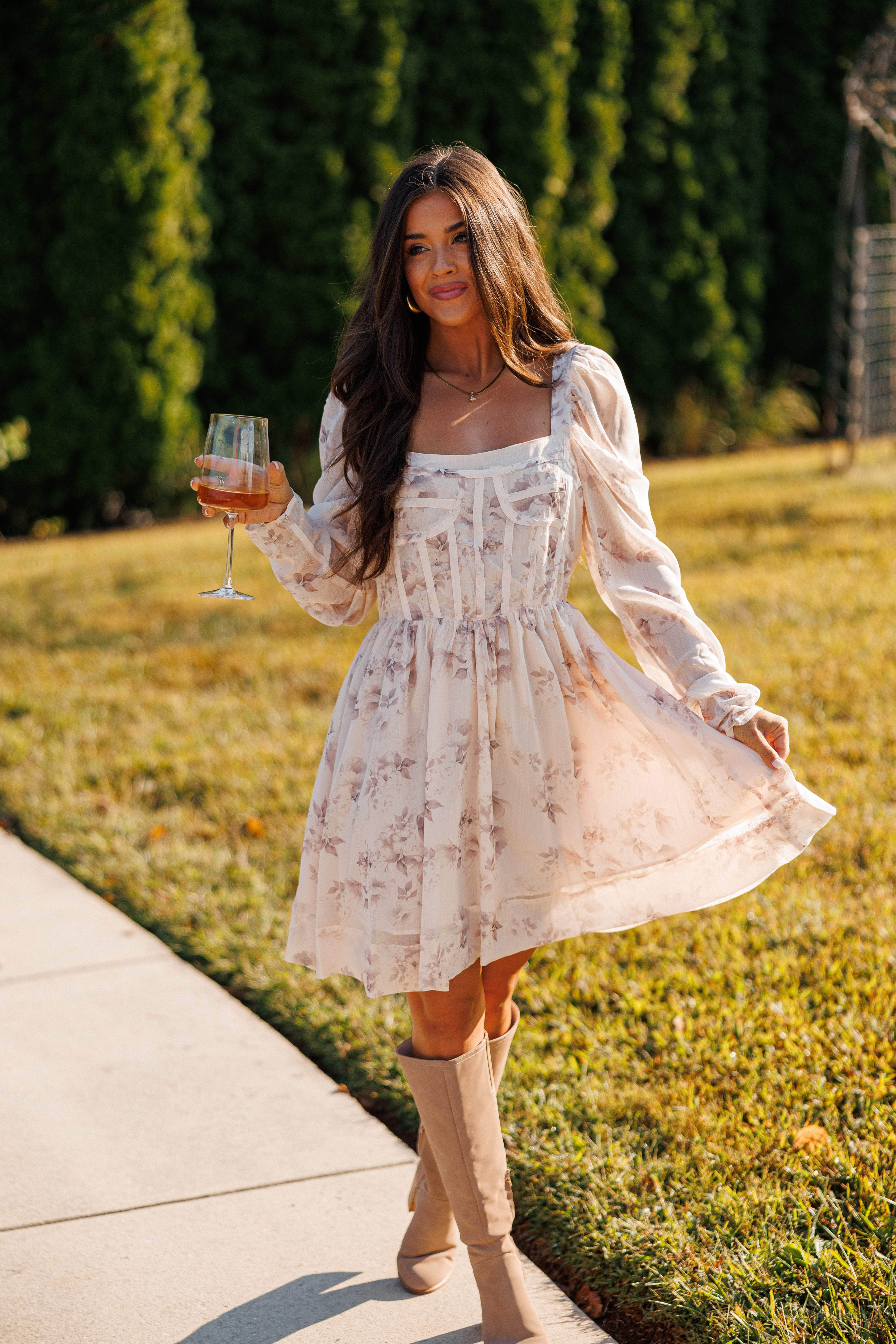 Floral Chiffon Corset Dress