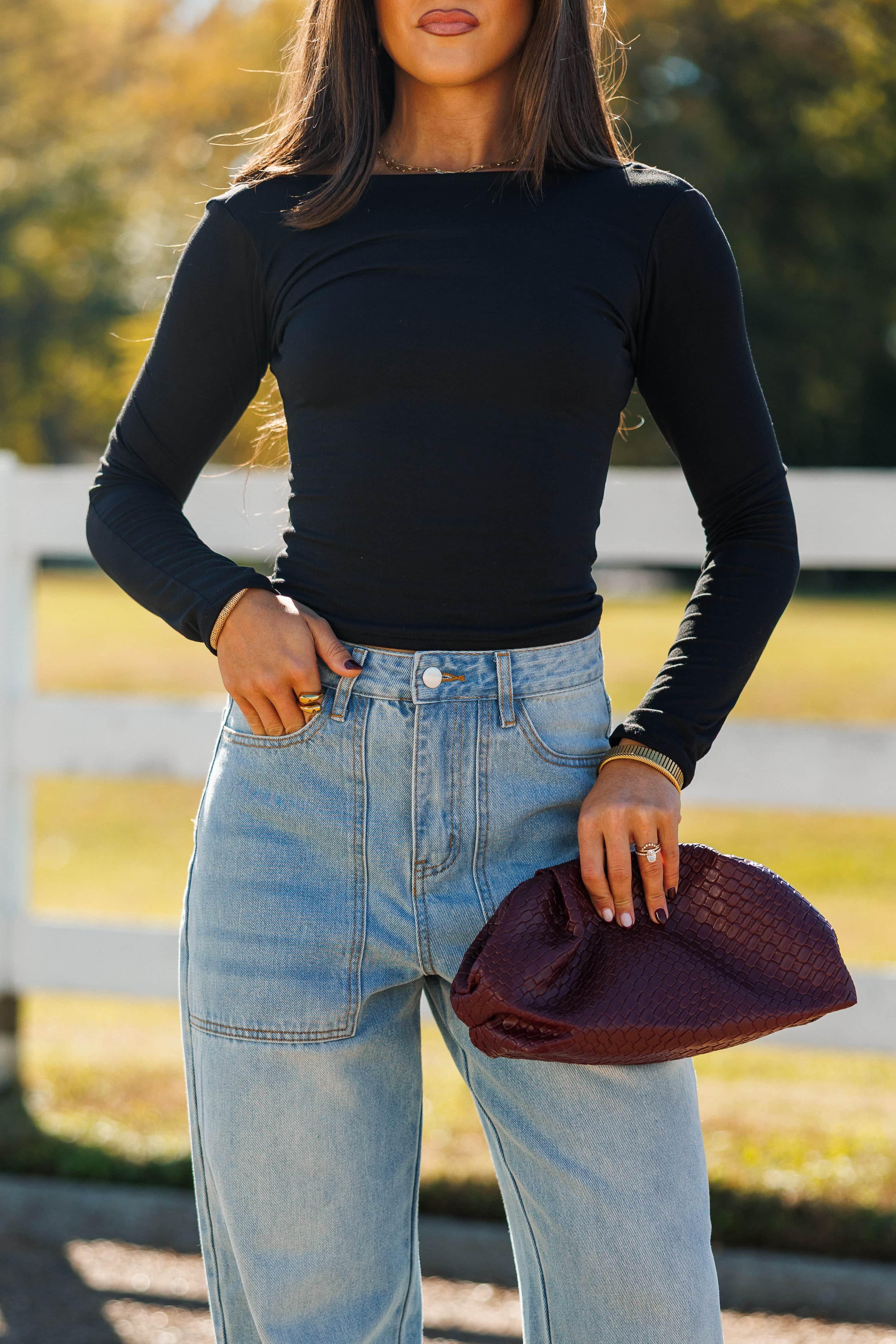 Folded Wide Leg Denim