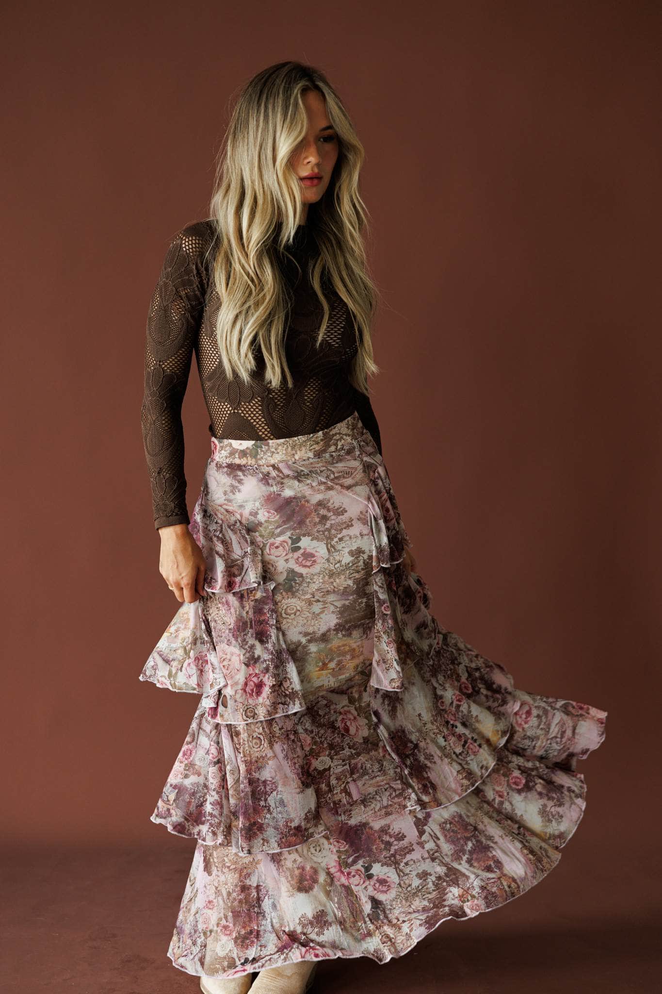 French Letter Floral Skirt