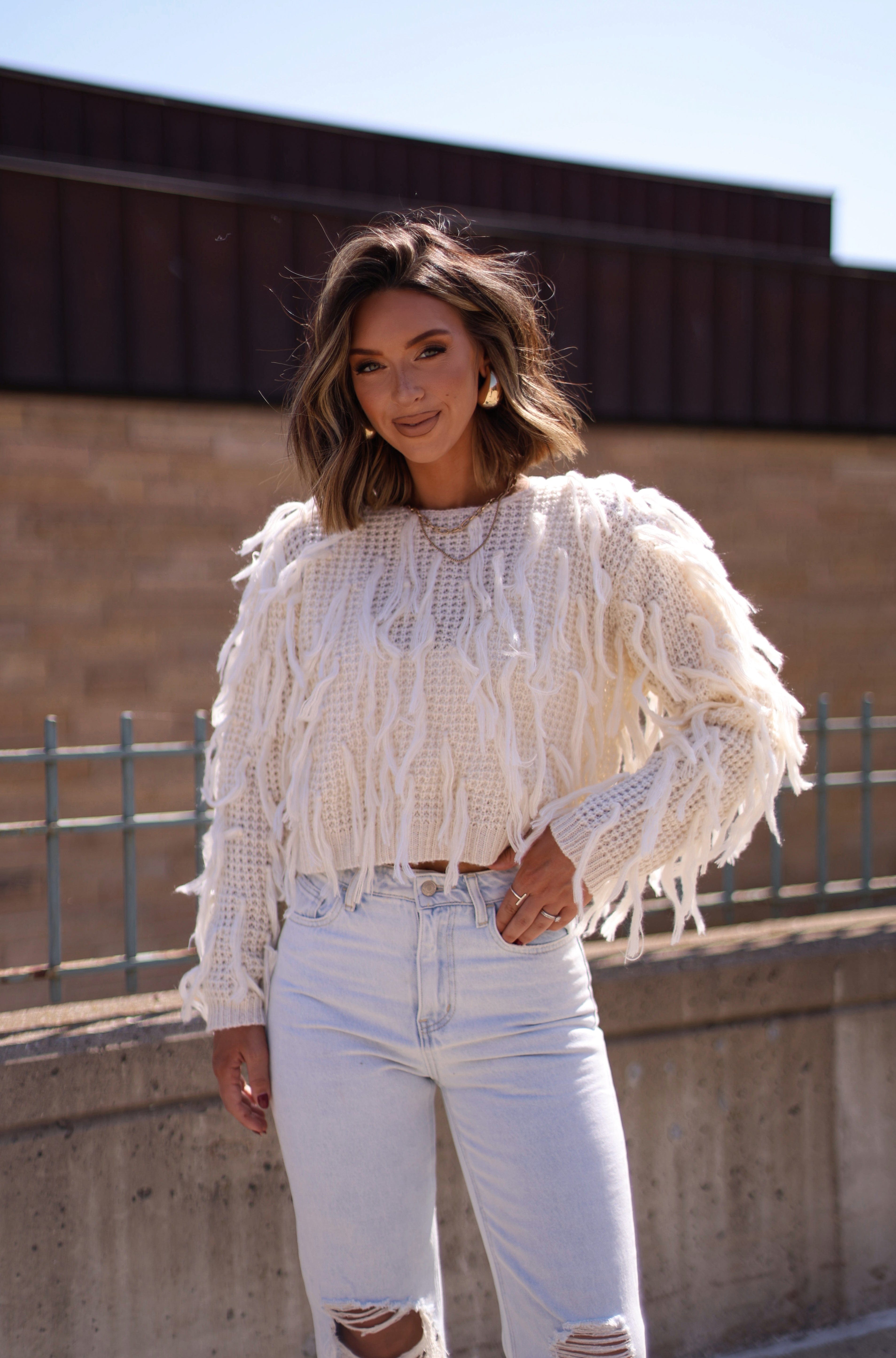 Frosty Fringe Sweater BaeVely