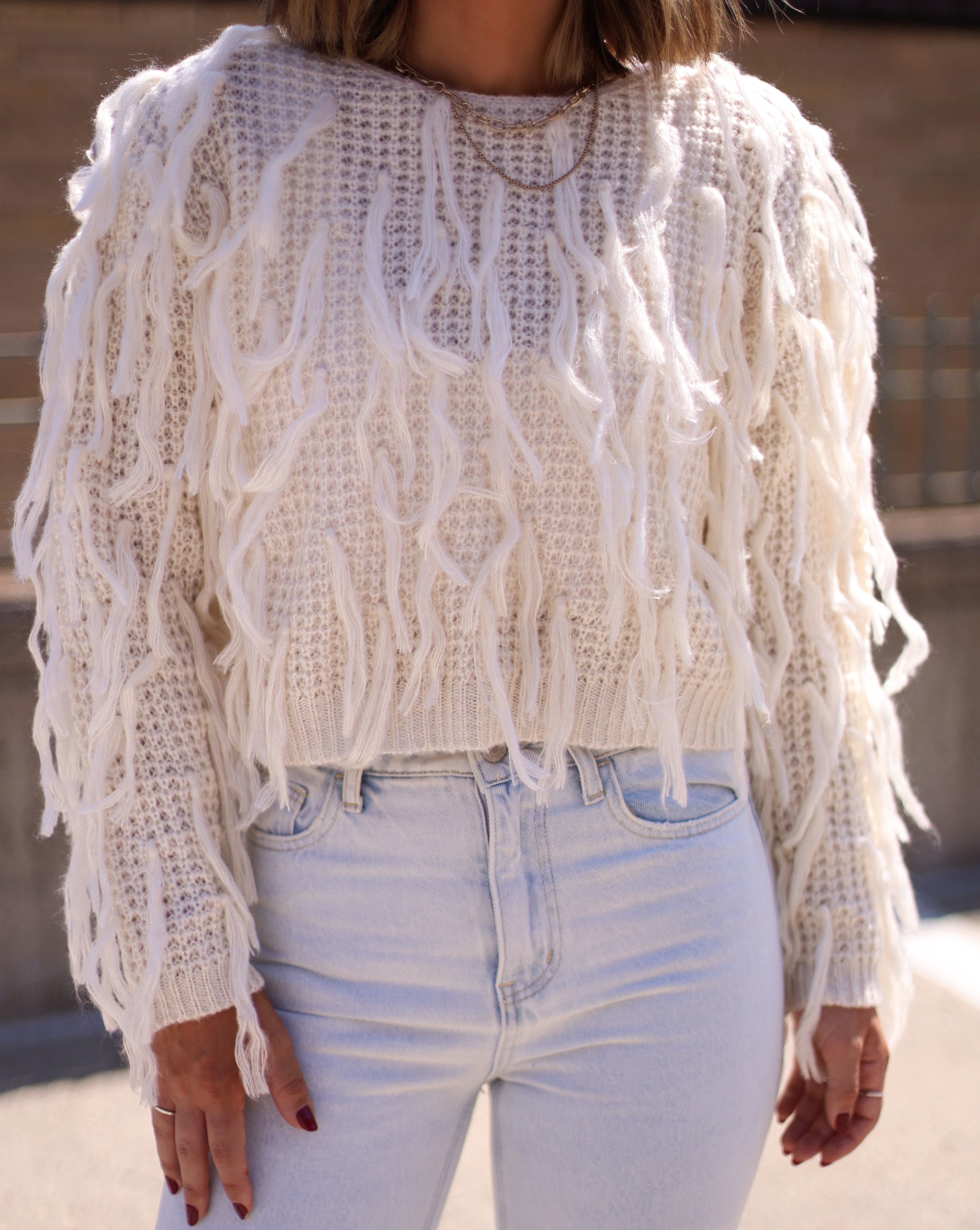 Frosty Fringe Sweater BaeVely