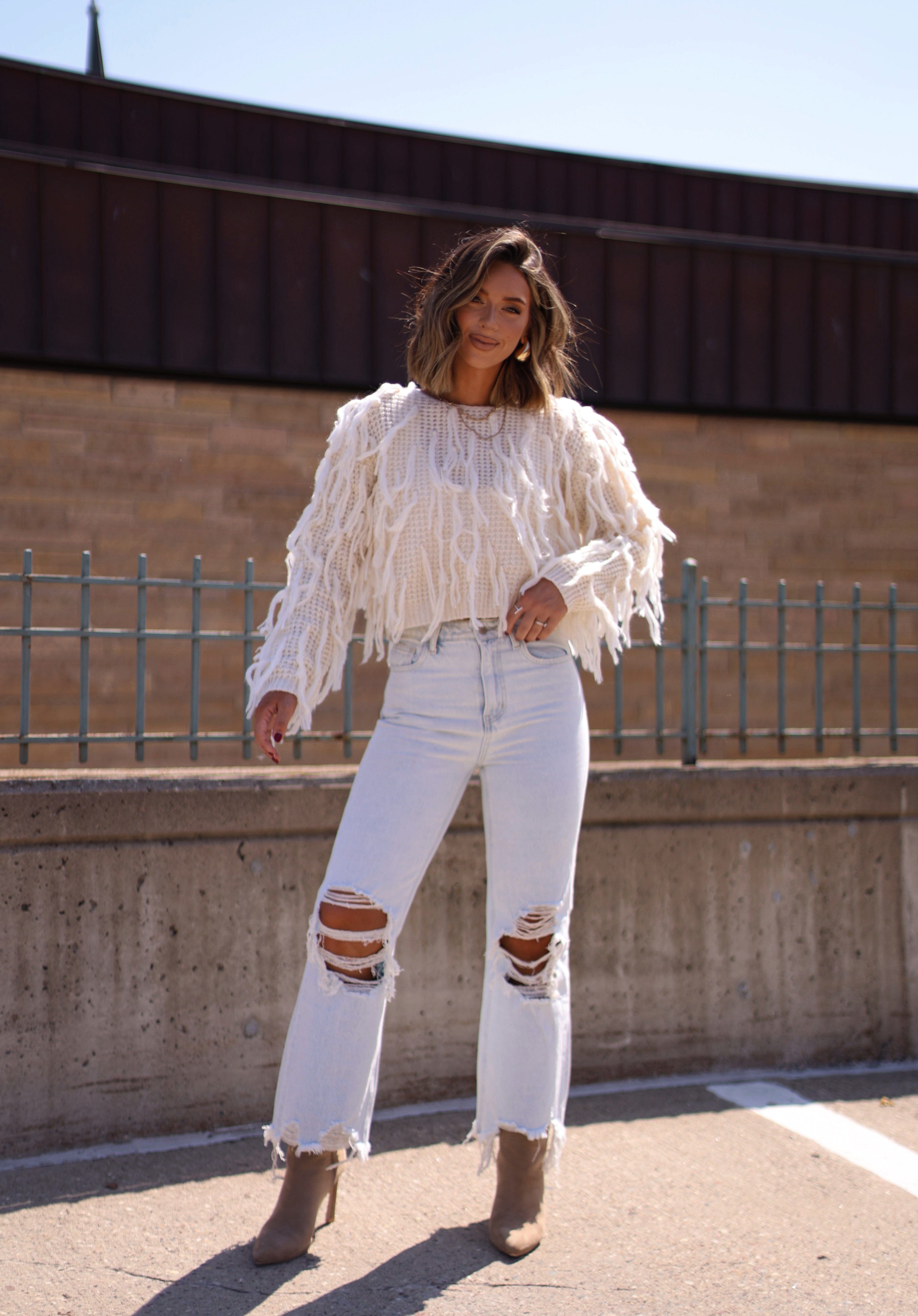 Frosty Fringe Sweater BaeVely
