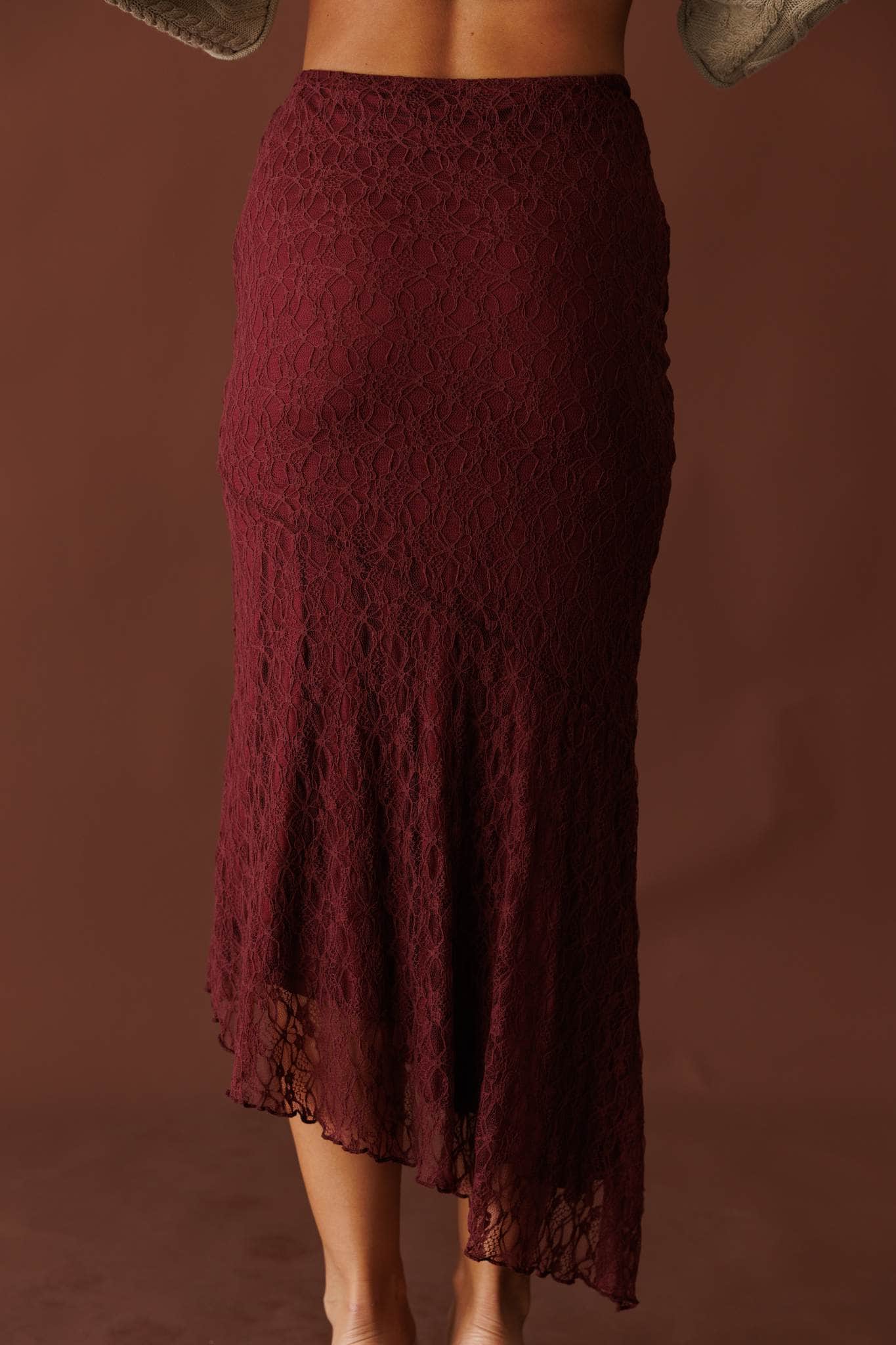 Sangria Asymmetric Midi Skirt