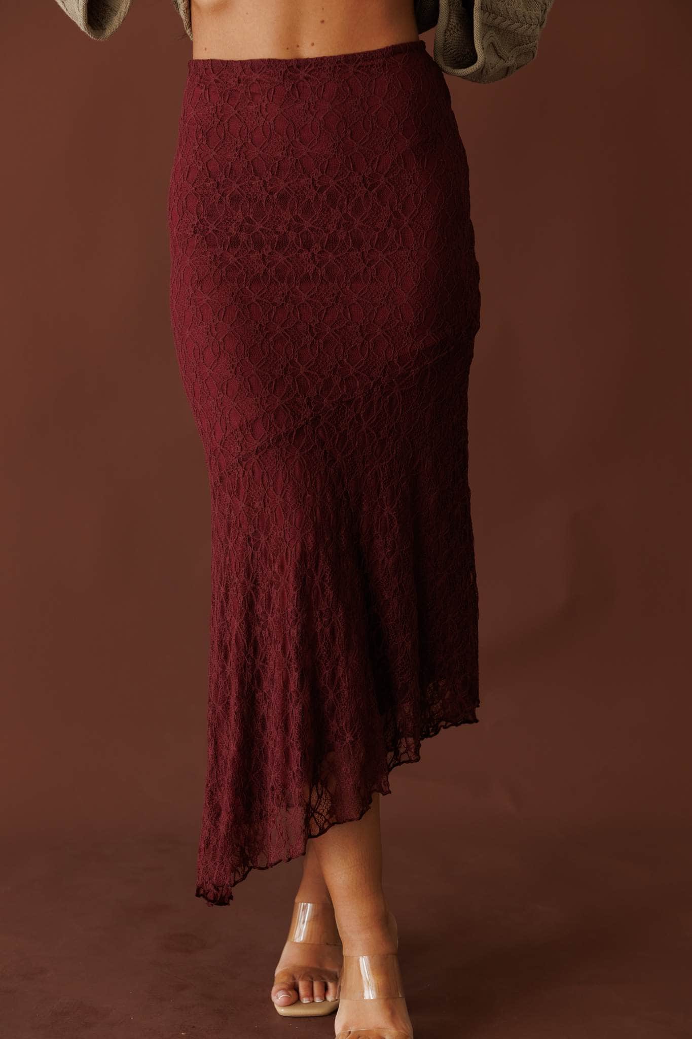 Sangria Asymmetric Midi Skirt