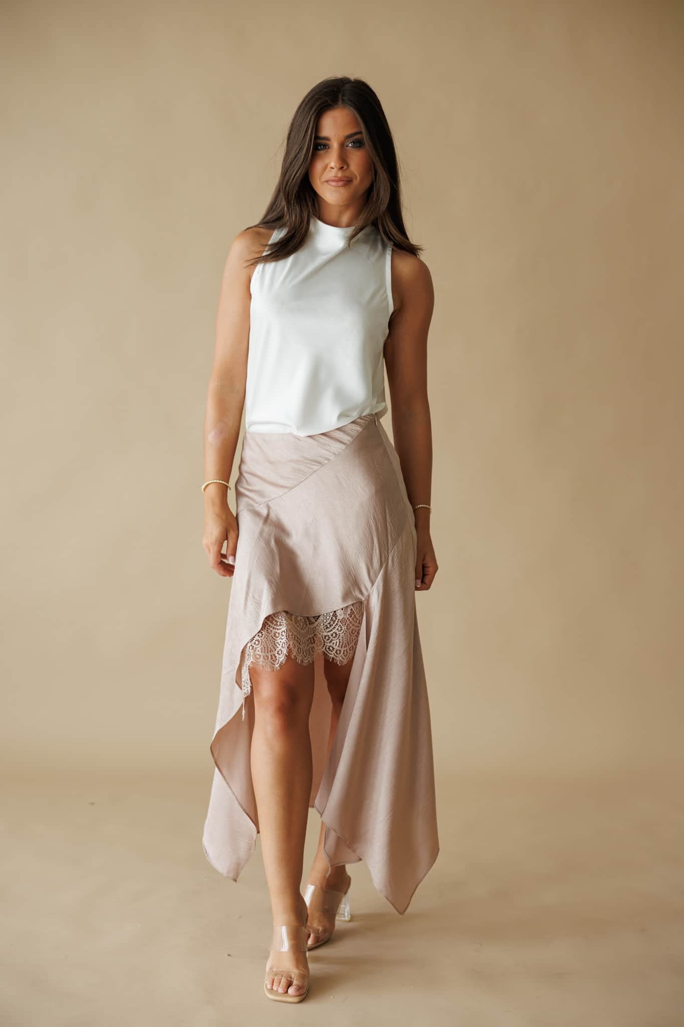 Silkshift Satin Lace Skirt